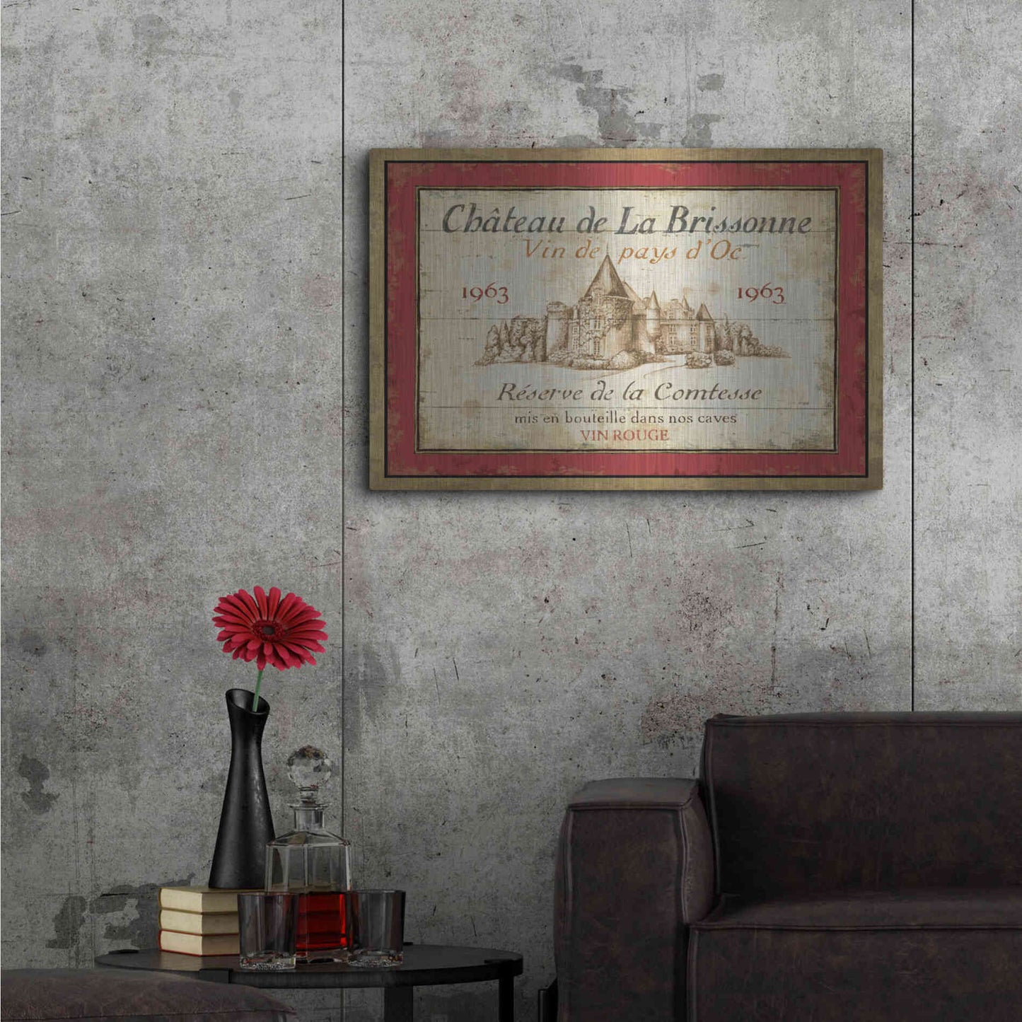 Luxe Metal Art 'French Wine Label I' by Daphne Brissonet, Metal Wall Art,36x24