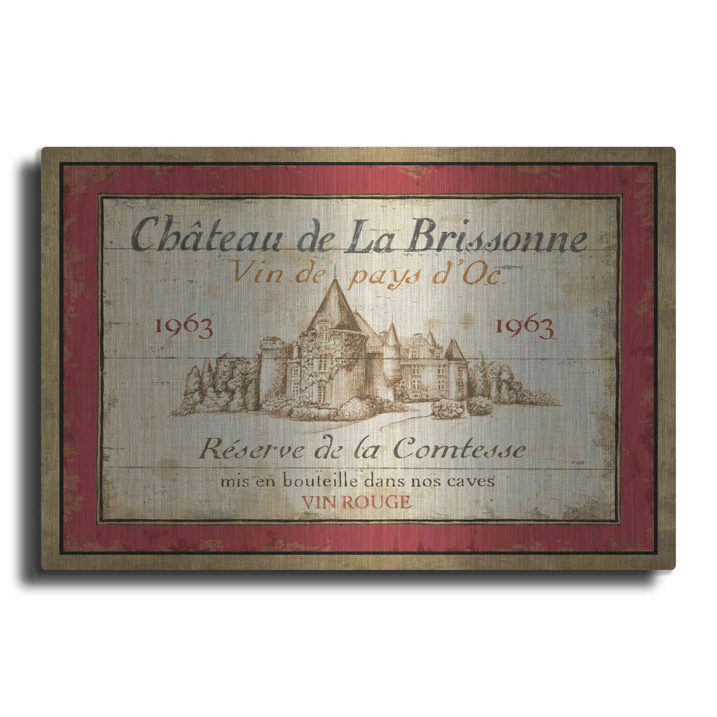 Luxe Metal Art 'French Wine Label I' by Daphne Brissonet, Metal Wall Art