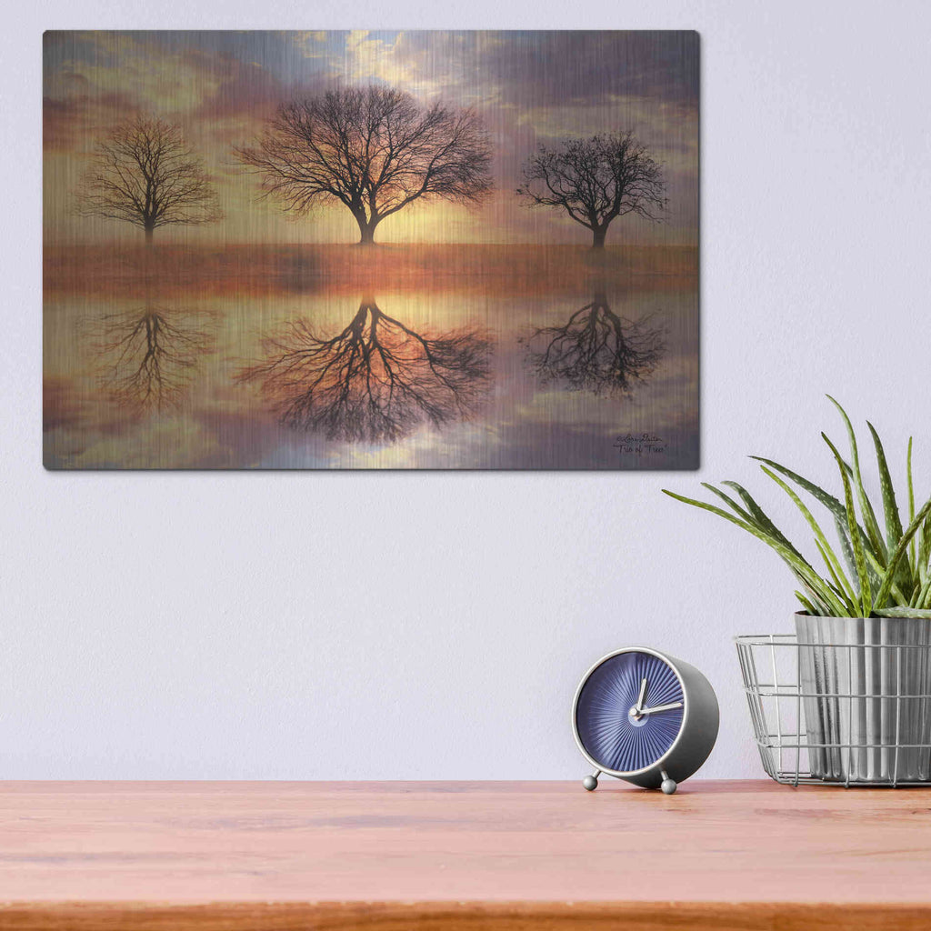 Luxe Metal Art 'Trio of Trees' by Lori Deiter Metal Wall Art,16x12
