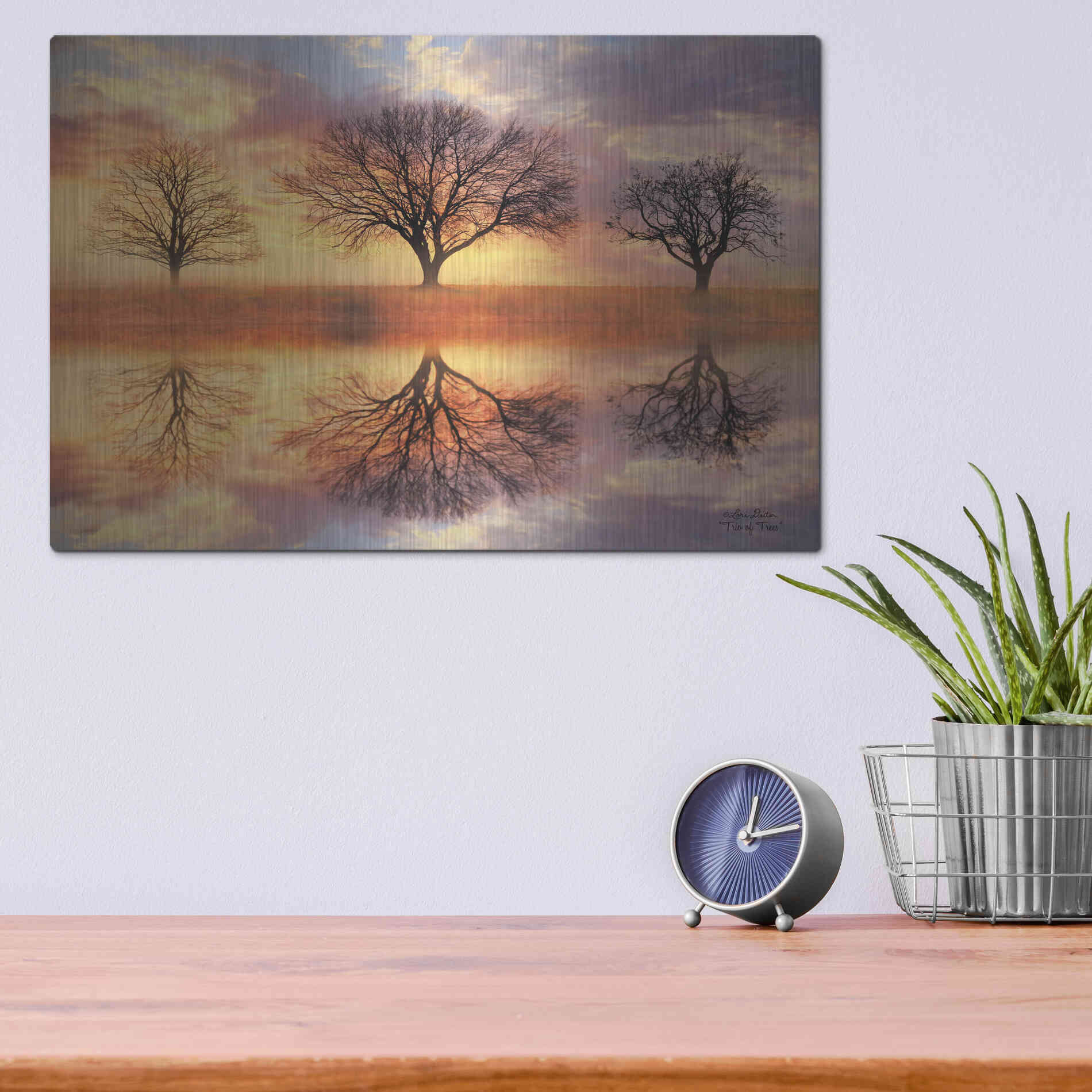 Luxe Metal Art 'Trio of Trees' by Lori Deiter Metal Wall Art,16x12