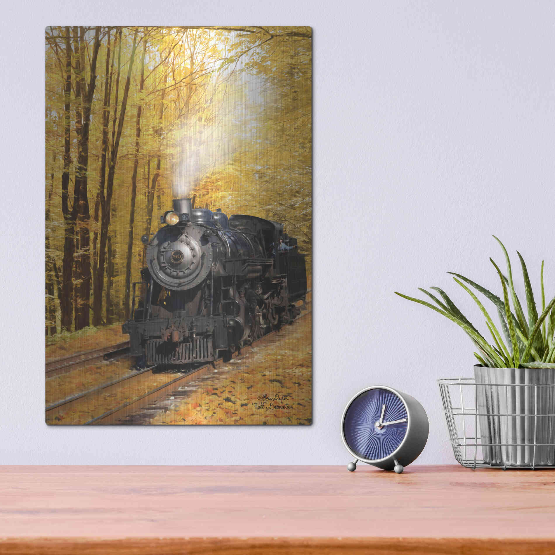 Luxe Metal Art 'Fall Locomotive' by Lori Deiter Metal Wall Art,12x16