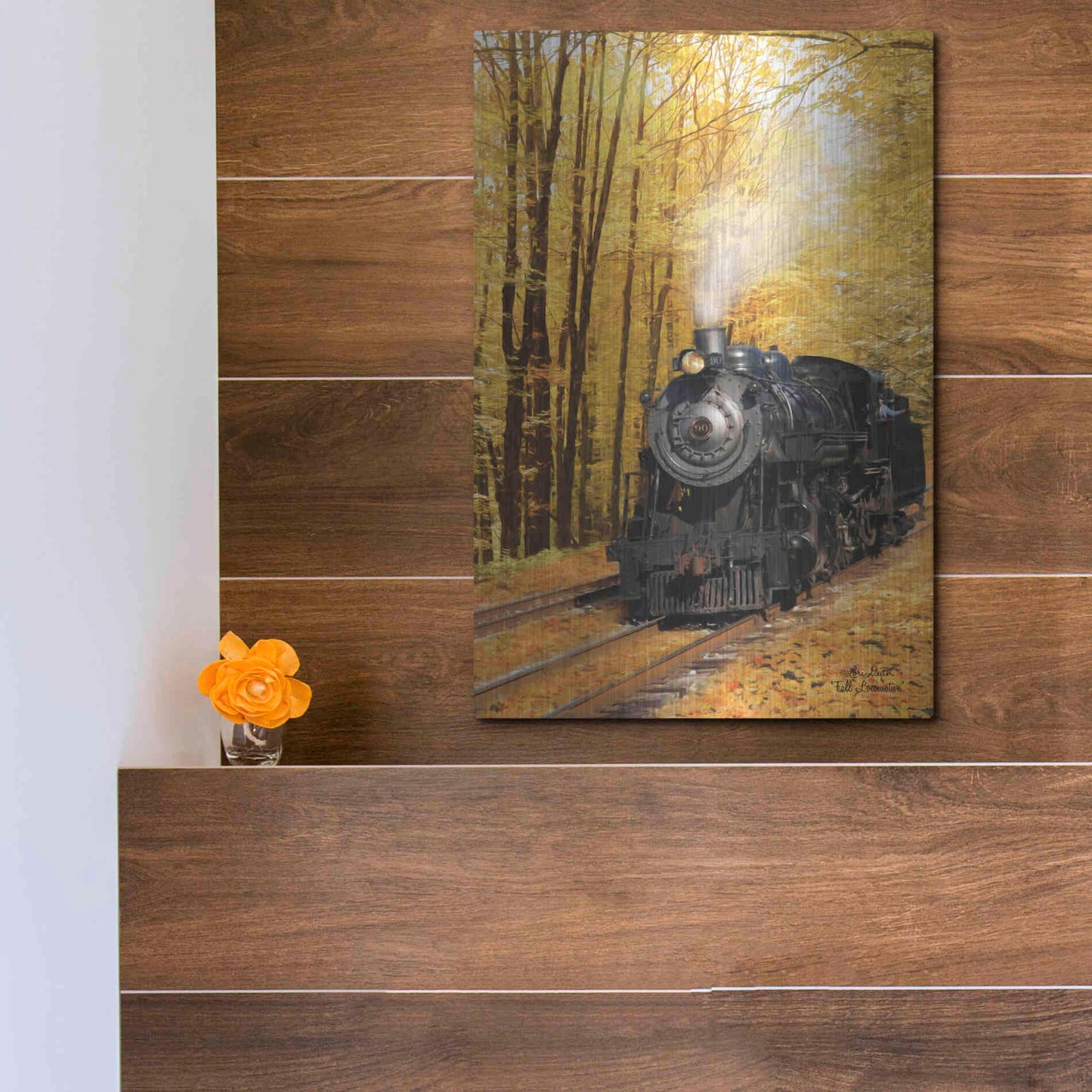Luxe Metal Art 'Fall Locomotive' by Lori Deiter Metal Wall Art,12x16