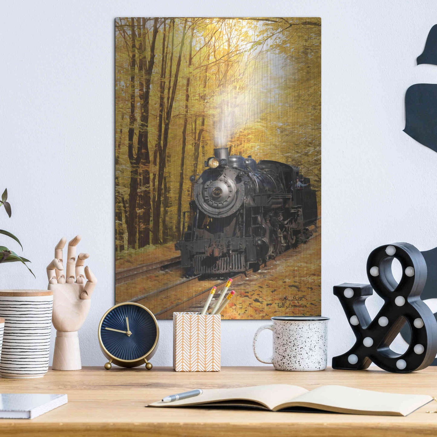 Luxe Metal Art 'Fall Locomotive' by Lori Deiter Metal Wall Art,12x16