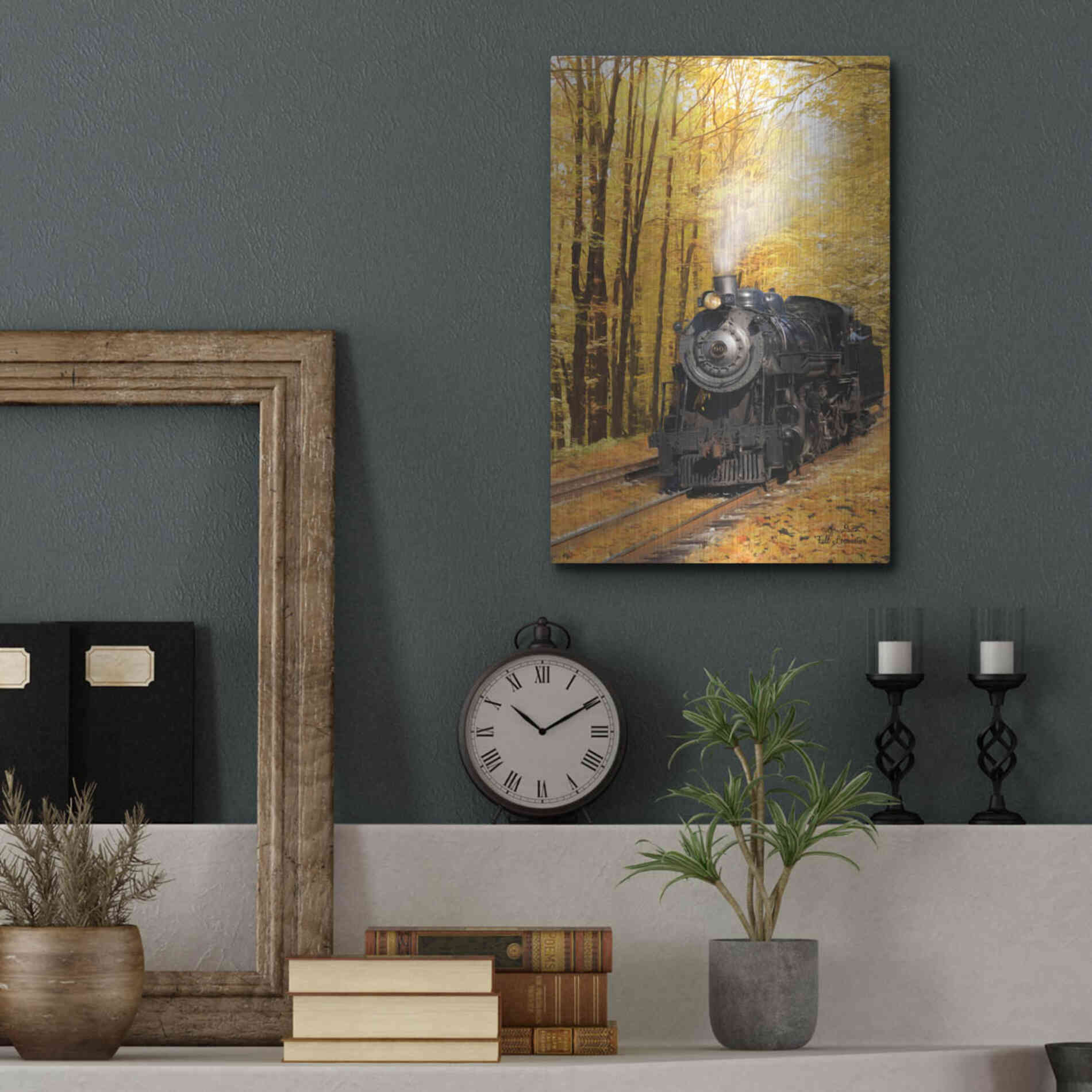 Luxe Metal Art 'Fall Locomotive' by Lori Deiter Metal Wall Art,12x16