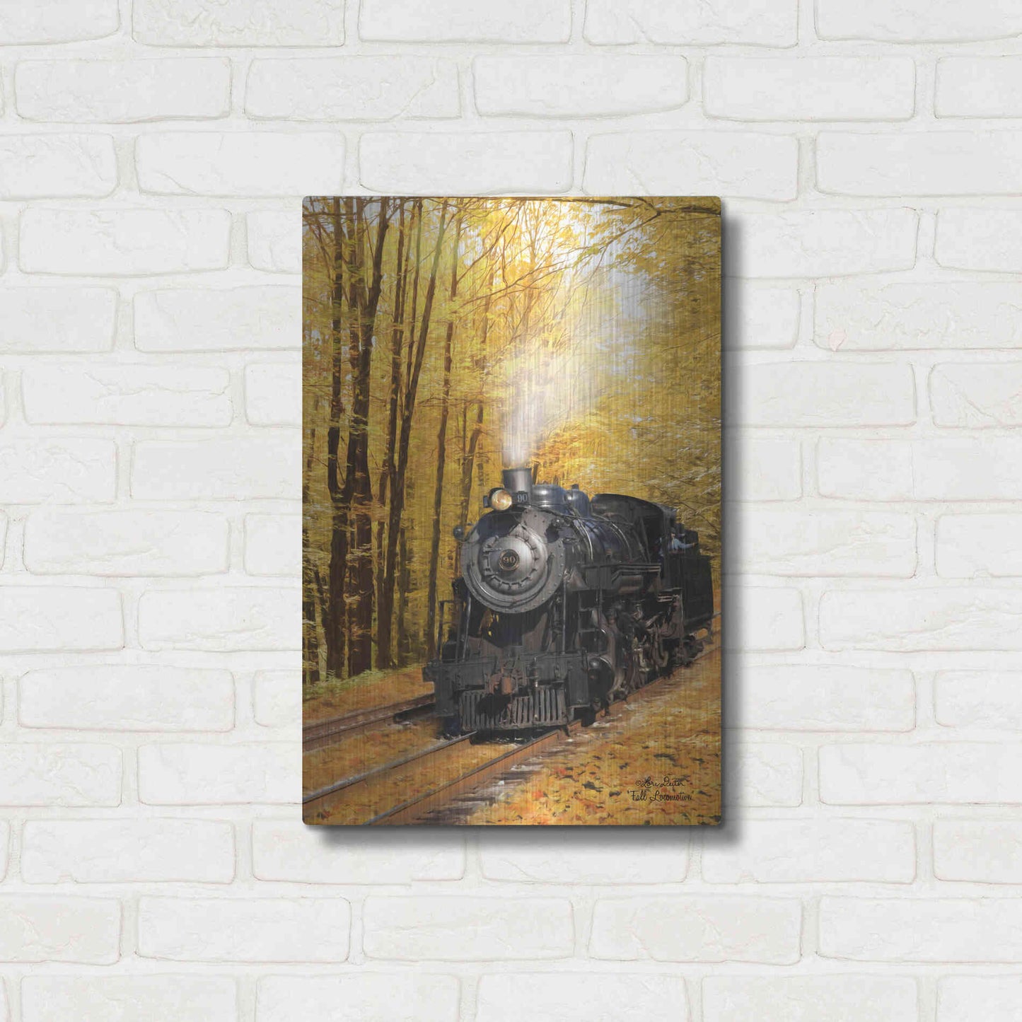 Luxe Metal Art 'Fall Locomotive' by Lori Deiter Metal Wall Art,16x24