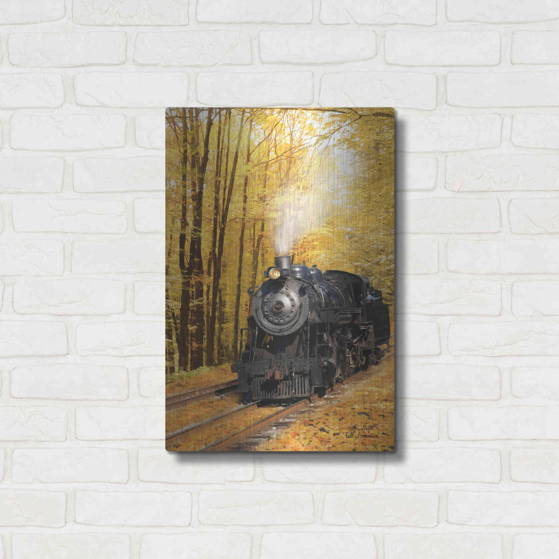 Luxe Metal Art 'Fall Locomotive' by Lori Deiter Metal Wall Art,16x24