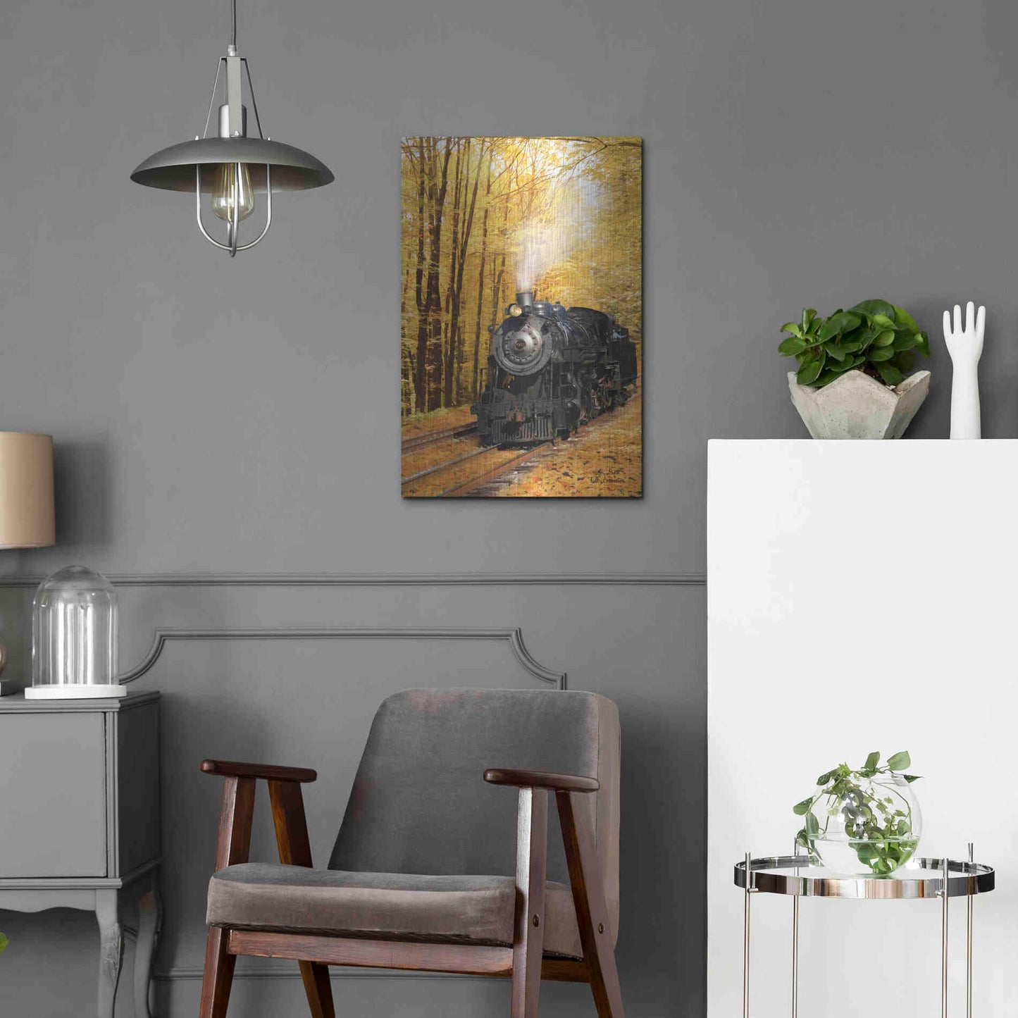 Luxe Metal Art 'Fall Locomotive' by Lori Deiter Metal Wall Art,16x24