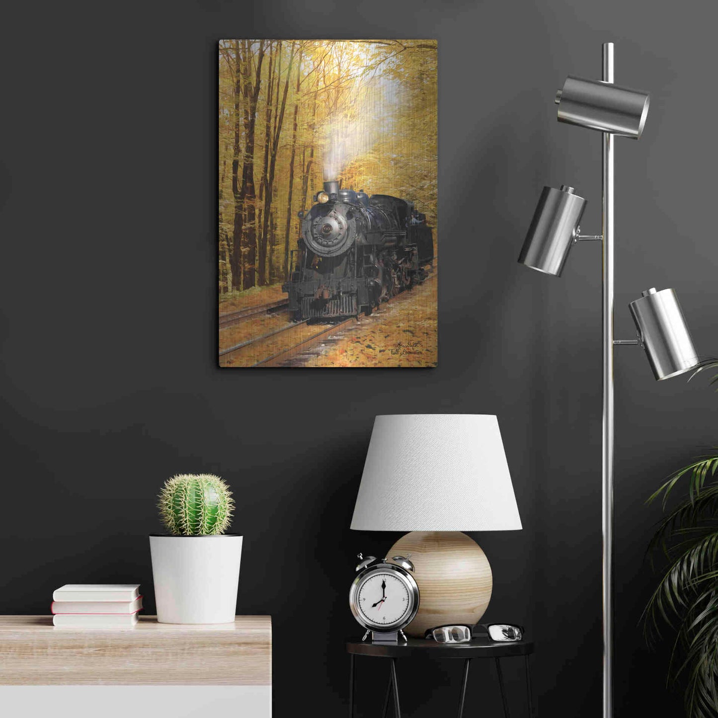 Luxe Metal Art 'Fall Locomotive' by Lori Deiter Metal Wall Art,16x24