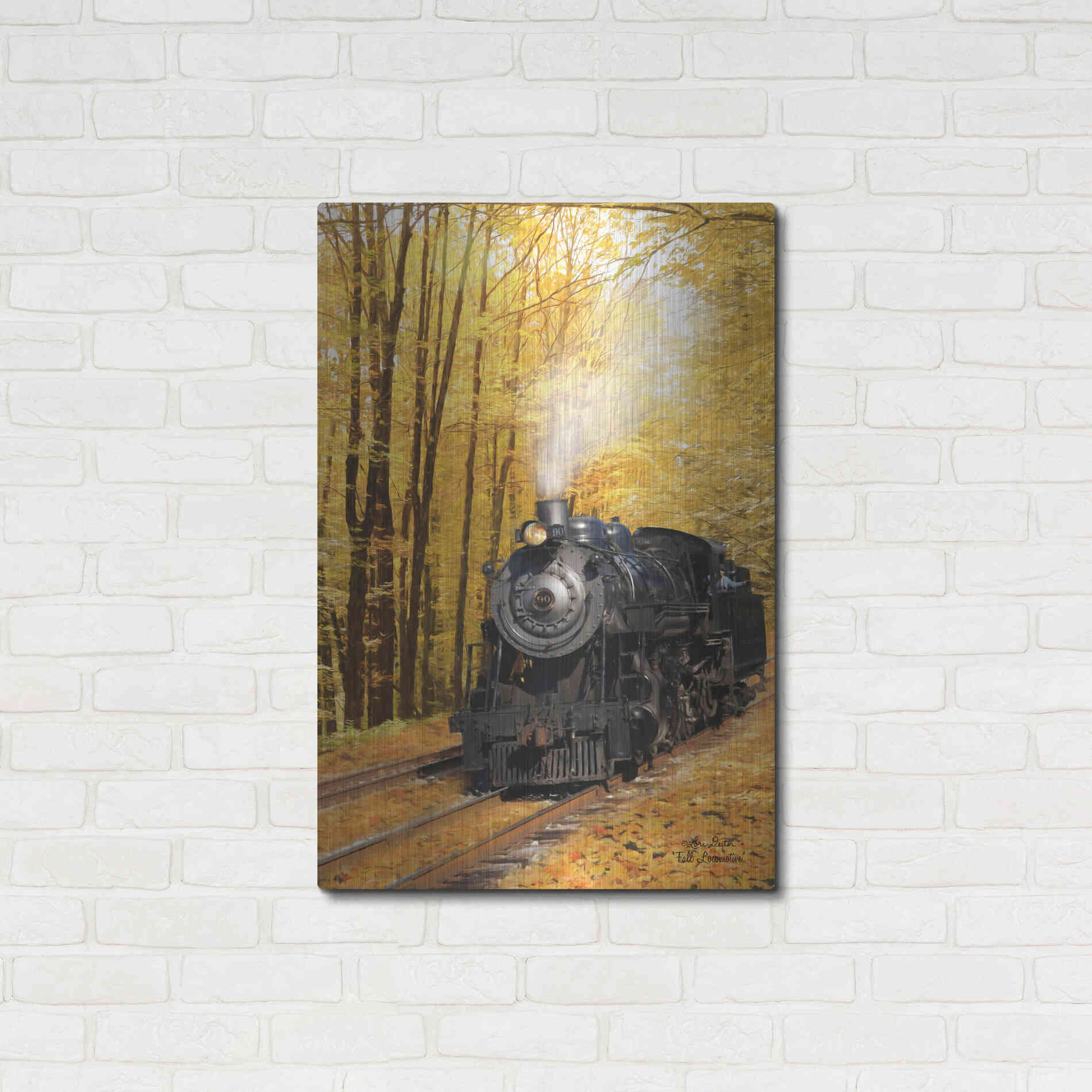 Luxe Metal Art 'Fall Locomotive' by Lori Deiter Metal Wall Art,24x36