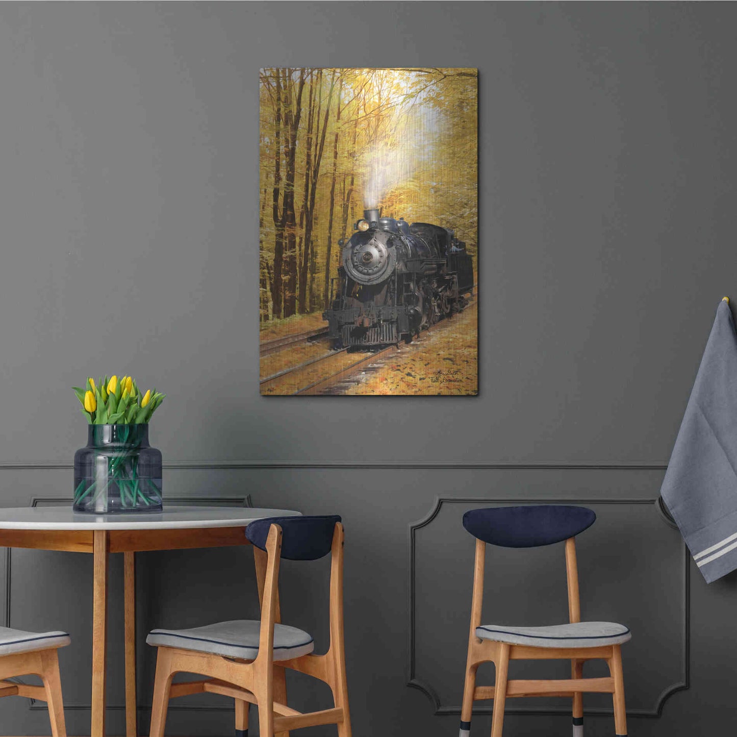 Luxe Metal Art 'Fall Locomotive' by Lori Deiter Metal Wall Art,24x36