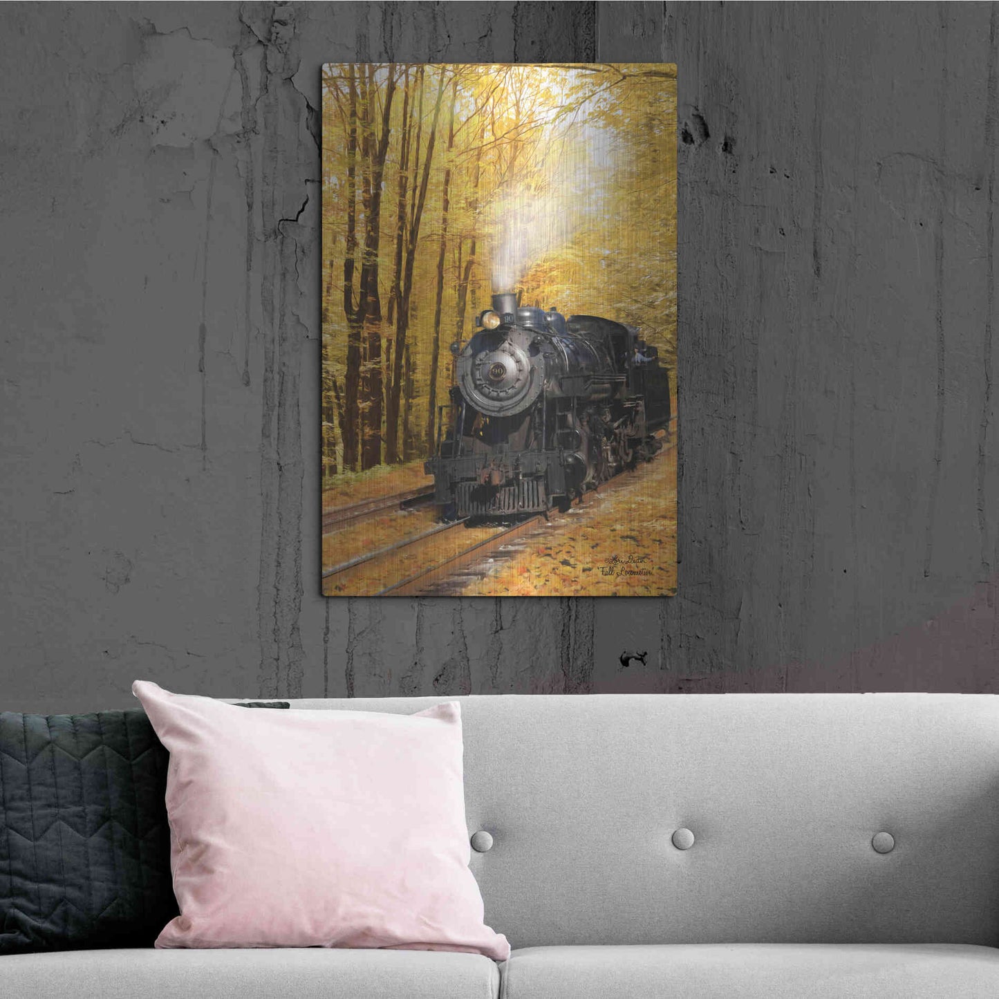 Luxe Metal Art 'Fall Locomotive' by Lori Deiter Metal Wall Art,24x36