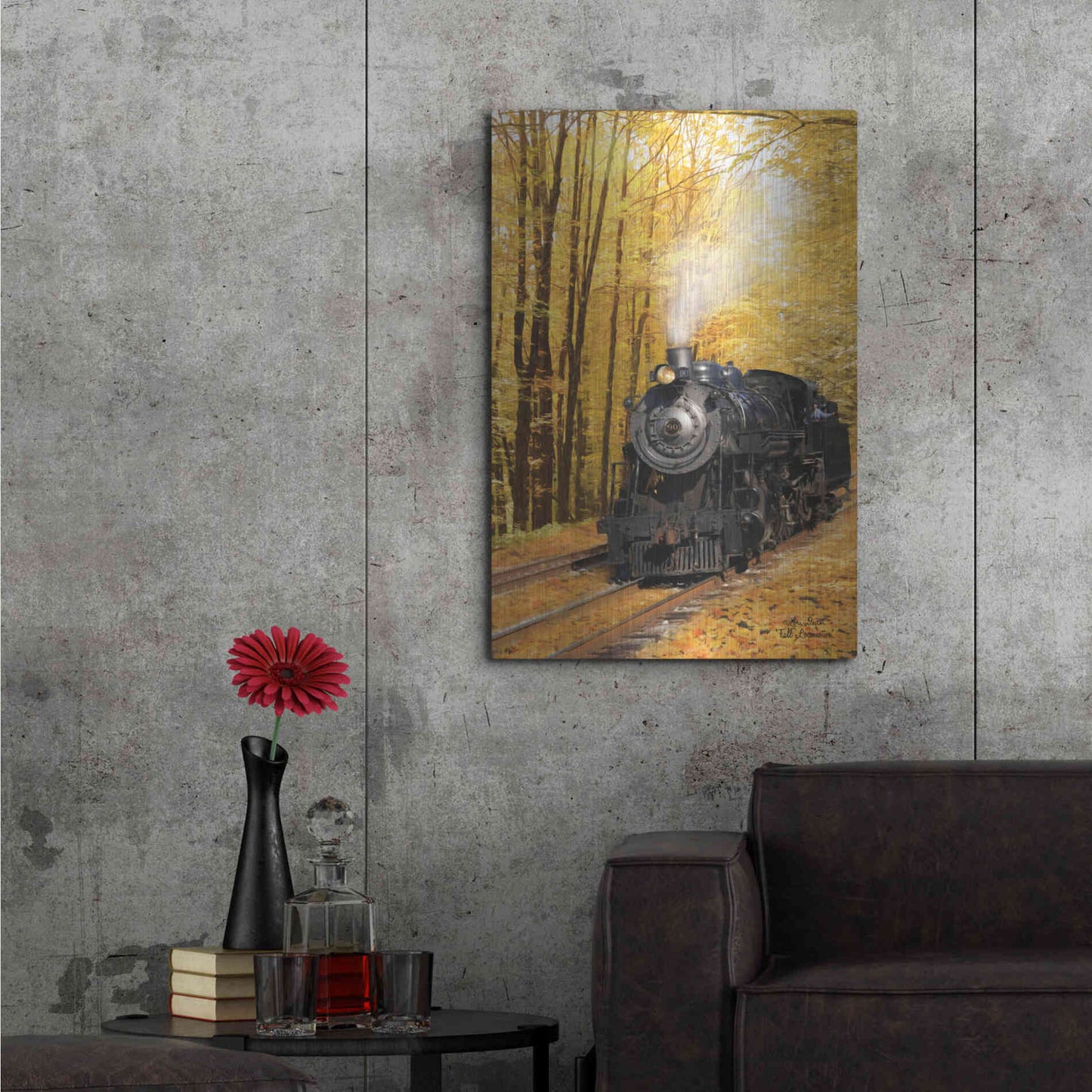 Luxe Metal Art 'Fall Locomotive' by Lori Deiter Metal Wall Art,24x36