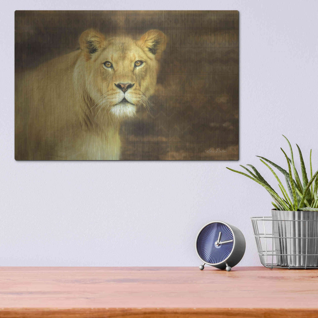 Luxe Metal Art 'Tribal Lioness' by Lori Deiter Metal Wall Art,16x12