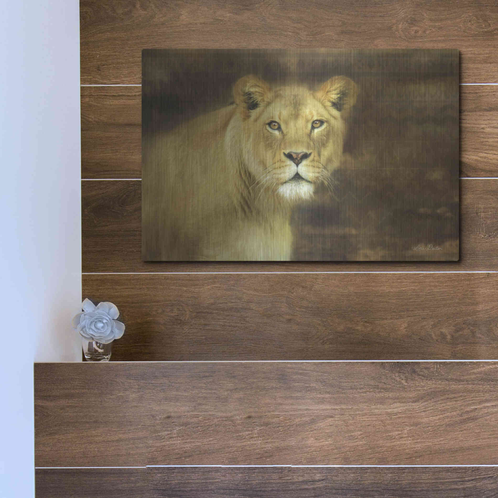 Luxe Metal Art 'Tribal Lioness' by Lori Deiter Metal Wall Art,16x12
