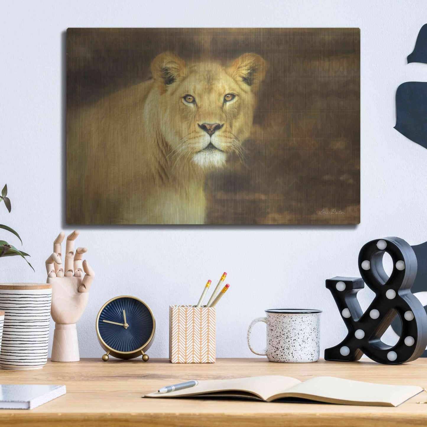 Luxe Metal Art 'Tribal Lioness' by Lori Deiter Metal Wall Art,16x12