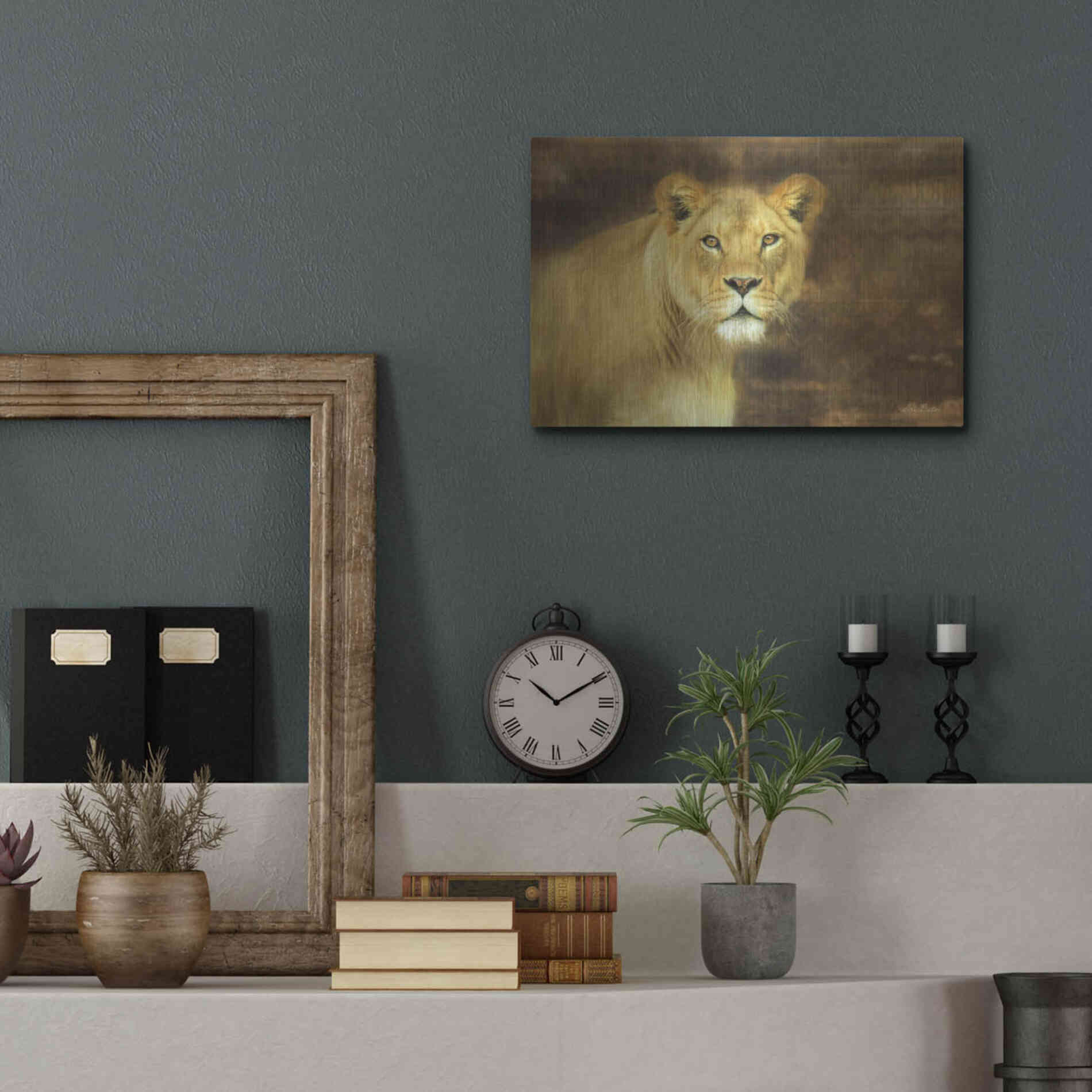 Luxe Metal Art 'Tribal Lioness' by Lori Deiter Metal Wall Art,16x12