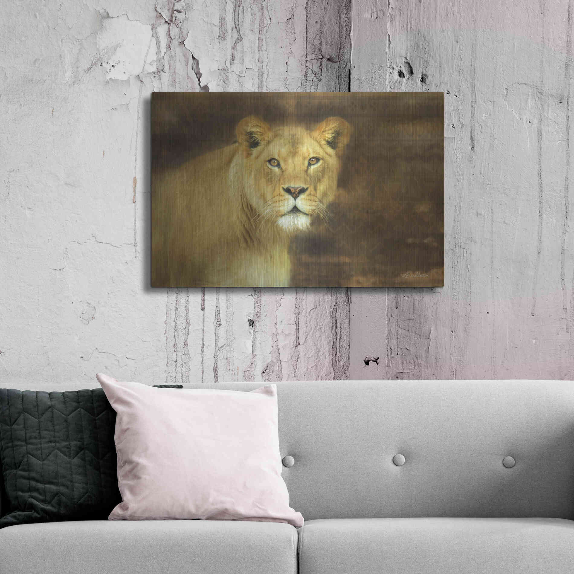 Luxe Metal Art 'Tribal Lioness' by Lori Deiter Metal Wall Art,36x24