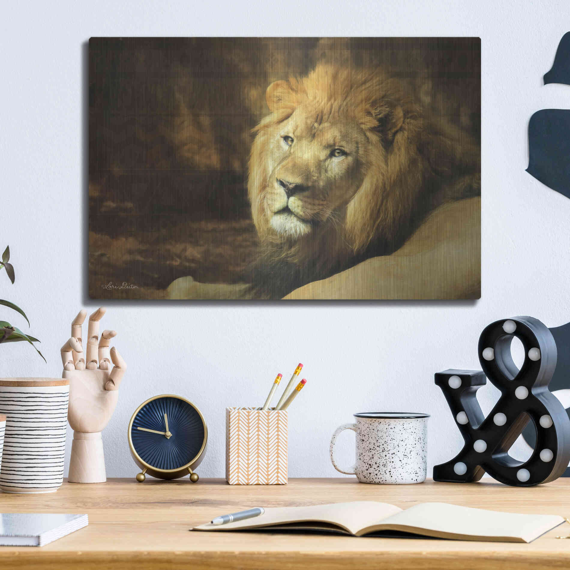 Luxe Metal Art 'Tribal Lion' by Lori Deiter Metal Wall Art,16x12