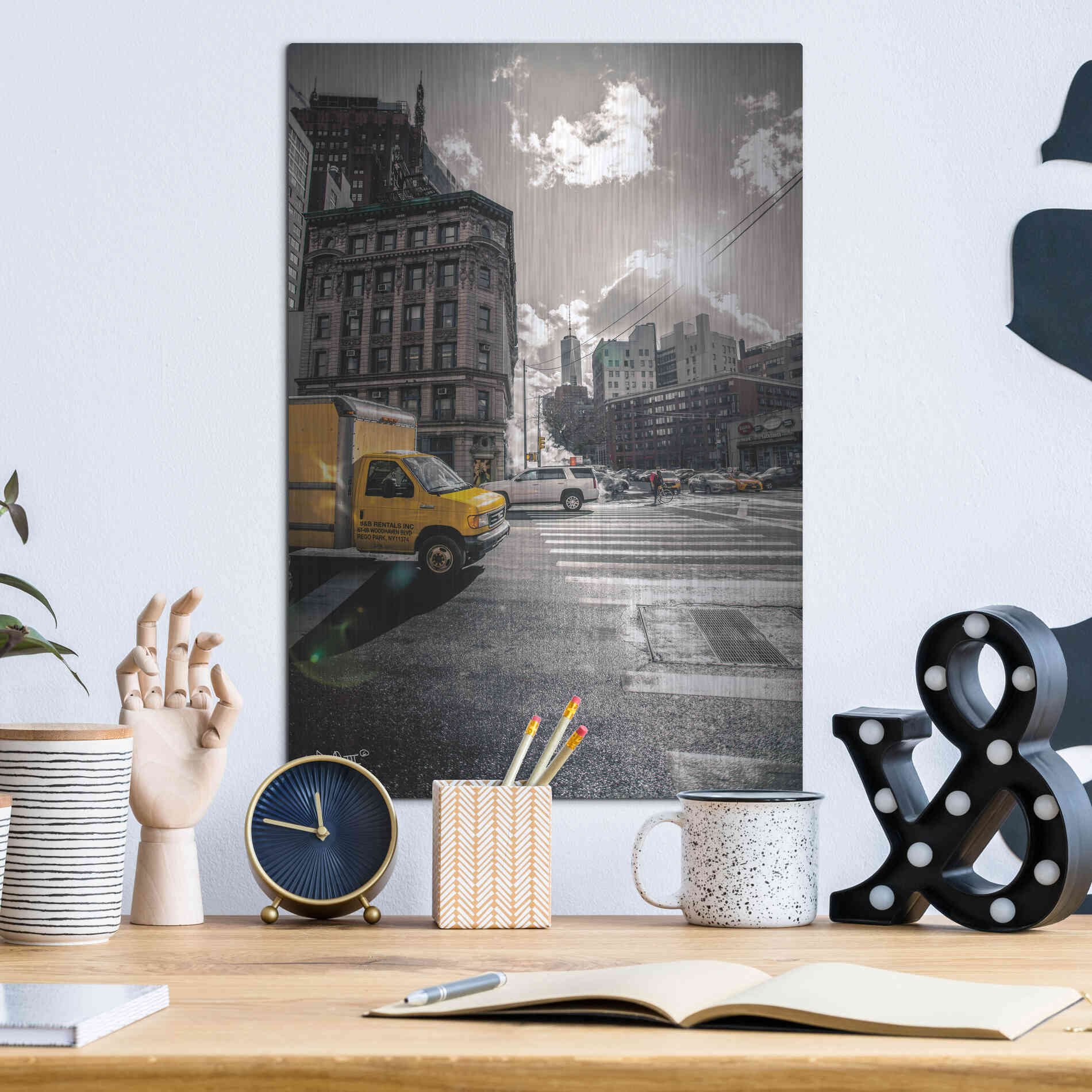 Luxe Metal Art 'Crosswalks of Manhattan I' by Donnie Quillen Metal Wall Art,12x16