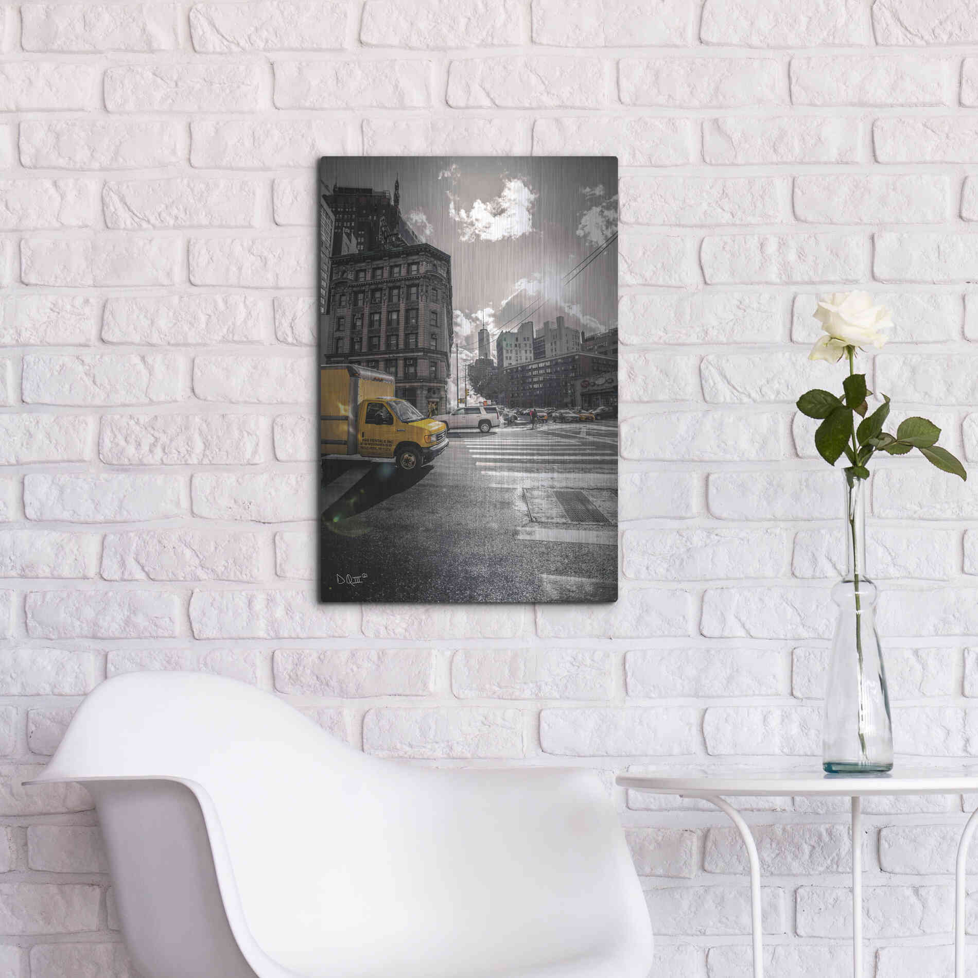 Luxe Metal Art 'Crosswalks of Manhattan I' by Donnie Quillen Metal Wall Art,16x24