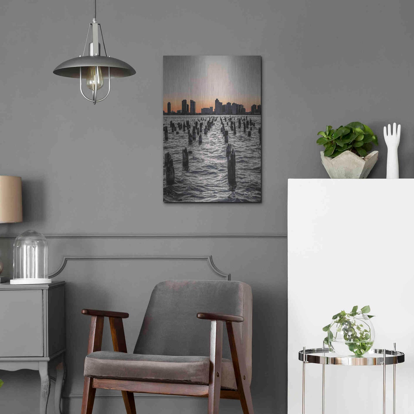 Luxe Metal Art 'Manhattan Sunrise I' by Donnie Quillen Metal Wall Art,16x24