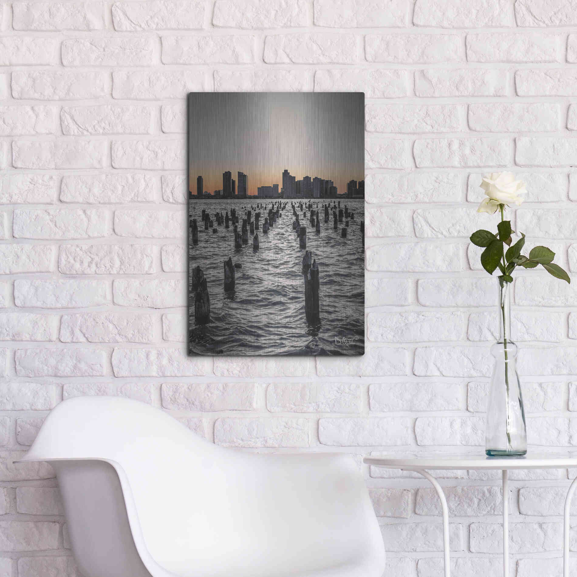 Luxe Metal Art 'Manhattan Sunrise I' by Donnie Quillen Metal Wall Art,16x24