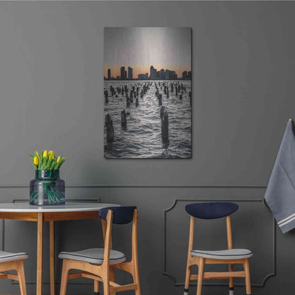 Luxe Metal Art 'Manhattan Sunrise I' by Donnie Quillen Metal Wall Art,24x36