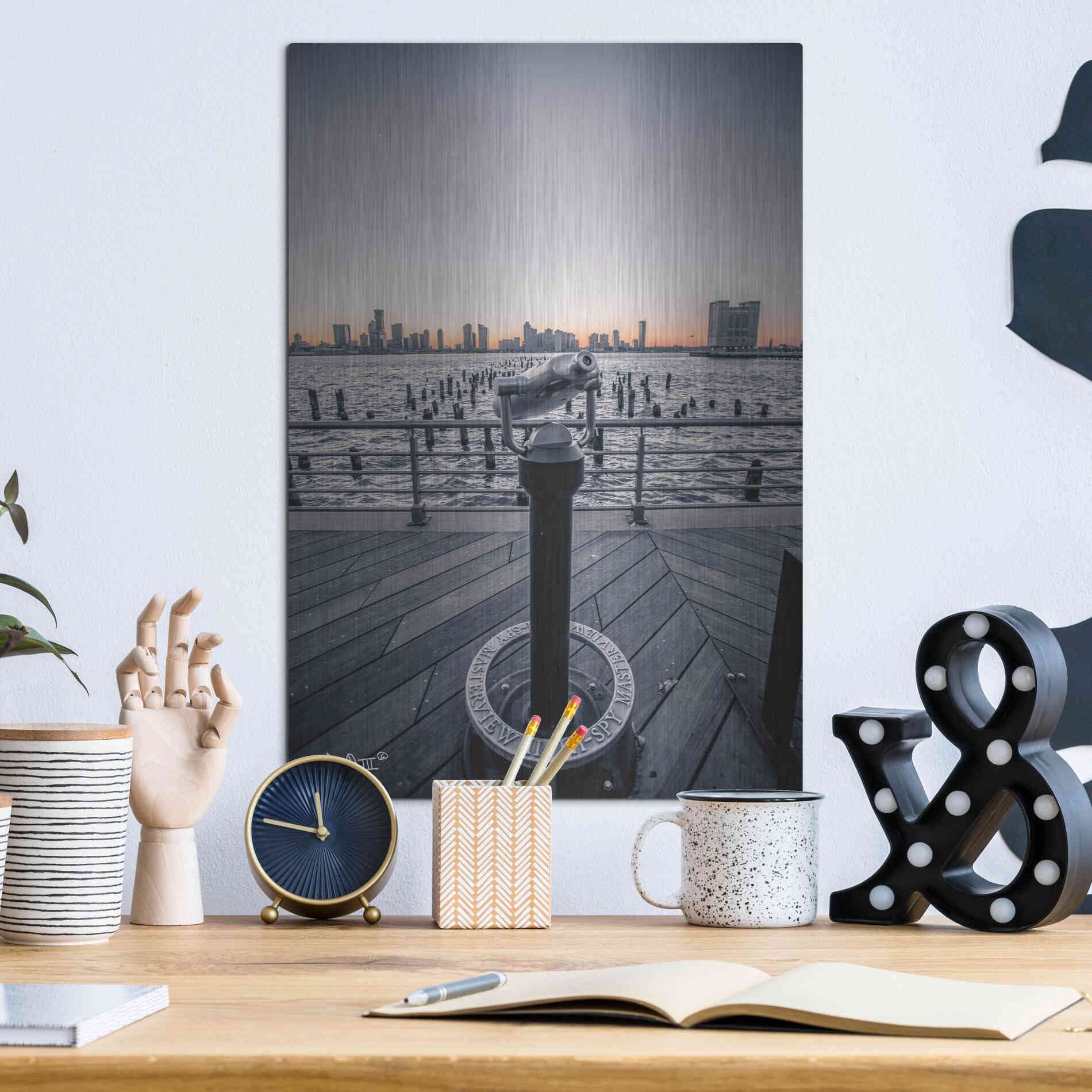 Luxe Metal Art 'Manhattan Sunrise II' by Donnie Quillen Metal Wall Art,12x16