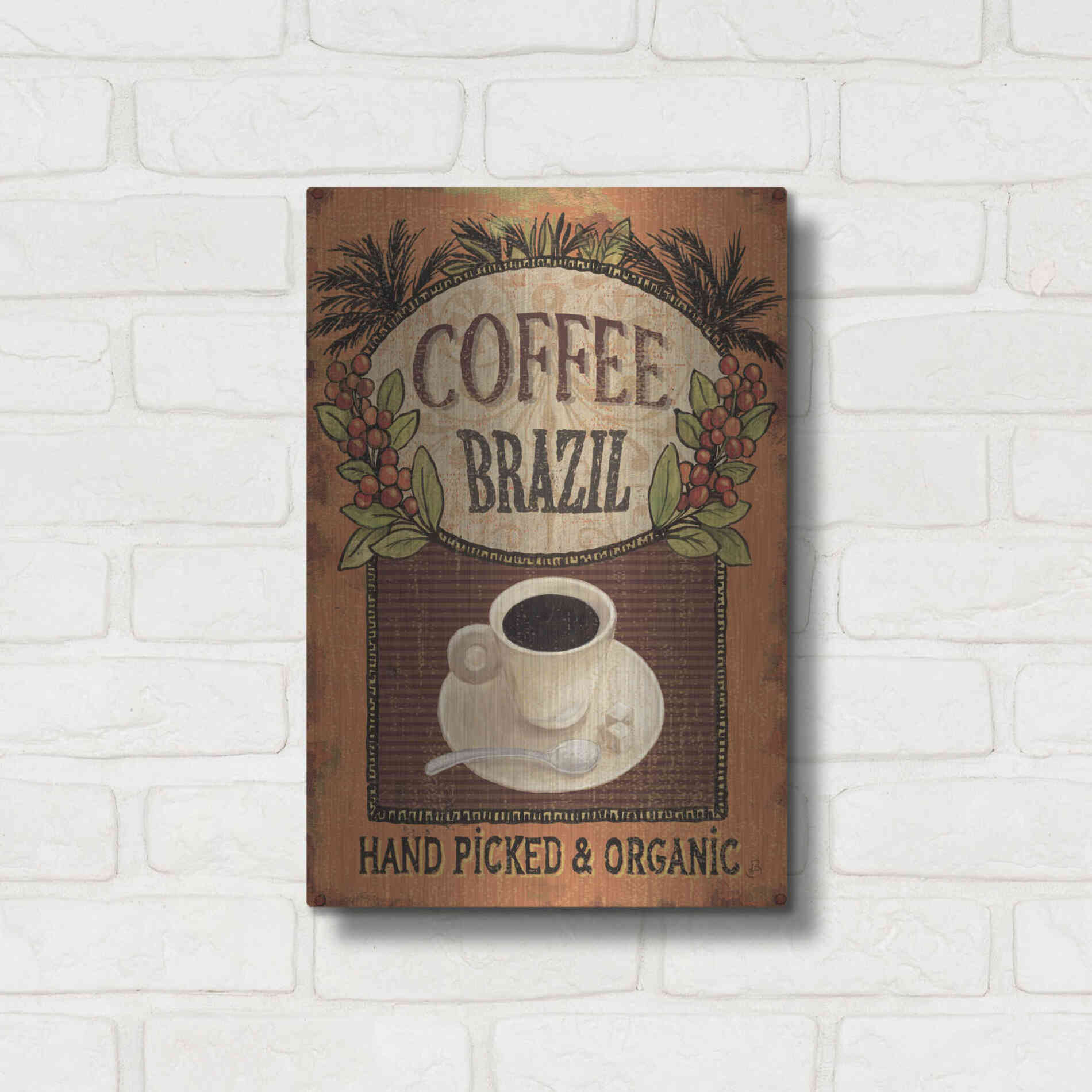 Luxe Metal Art 'Coffee Blend IV' by Daphne Brissonet, Metal Wall Art,12x16