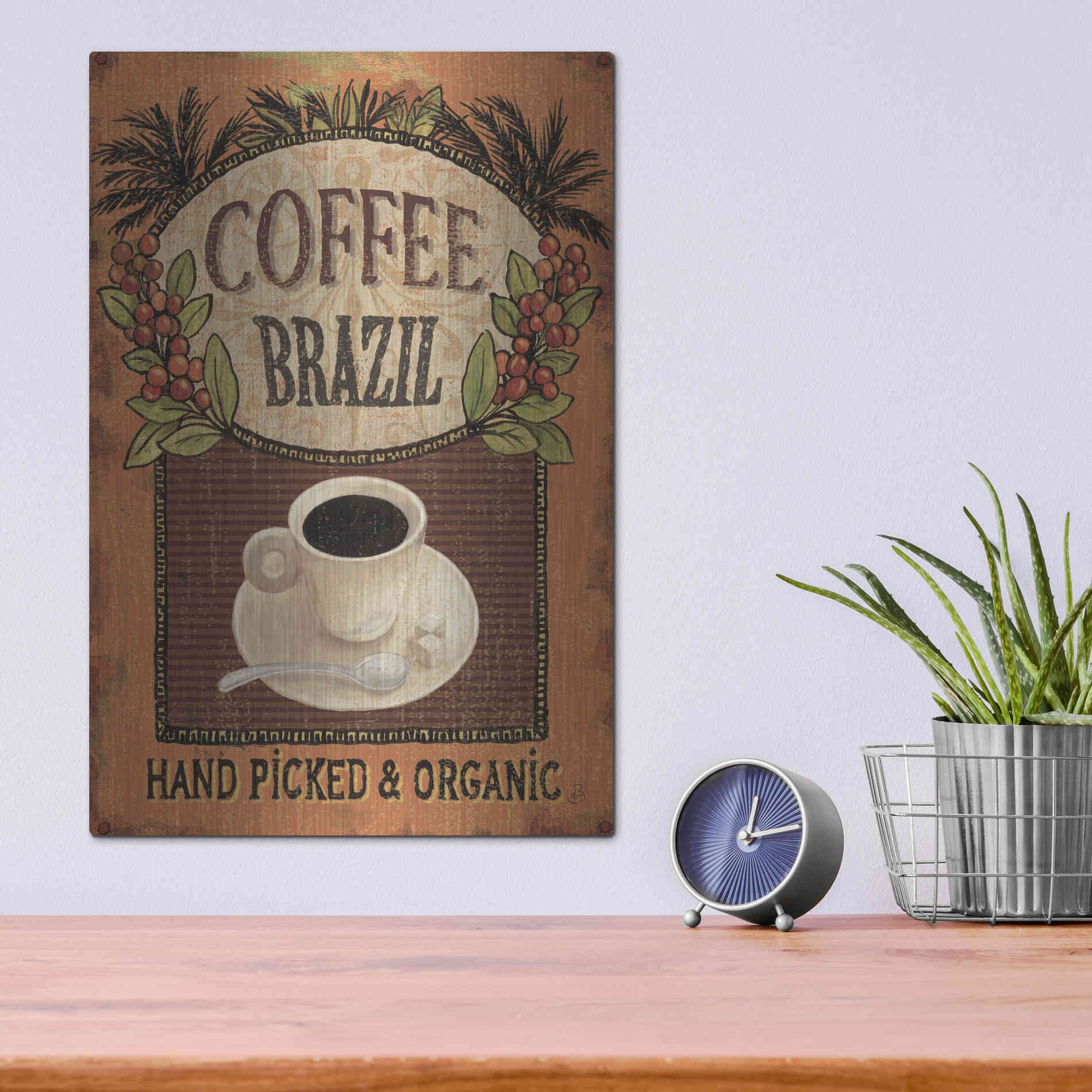 Luxe Metal Art 'Coffee Blend IV' by Daphne Brissonet, Metal Wall Art,12x16