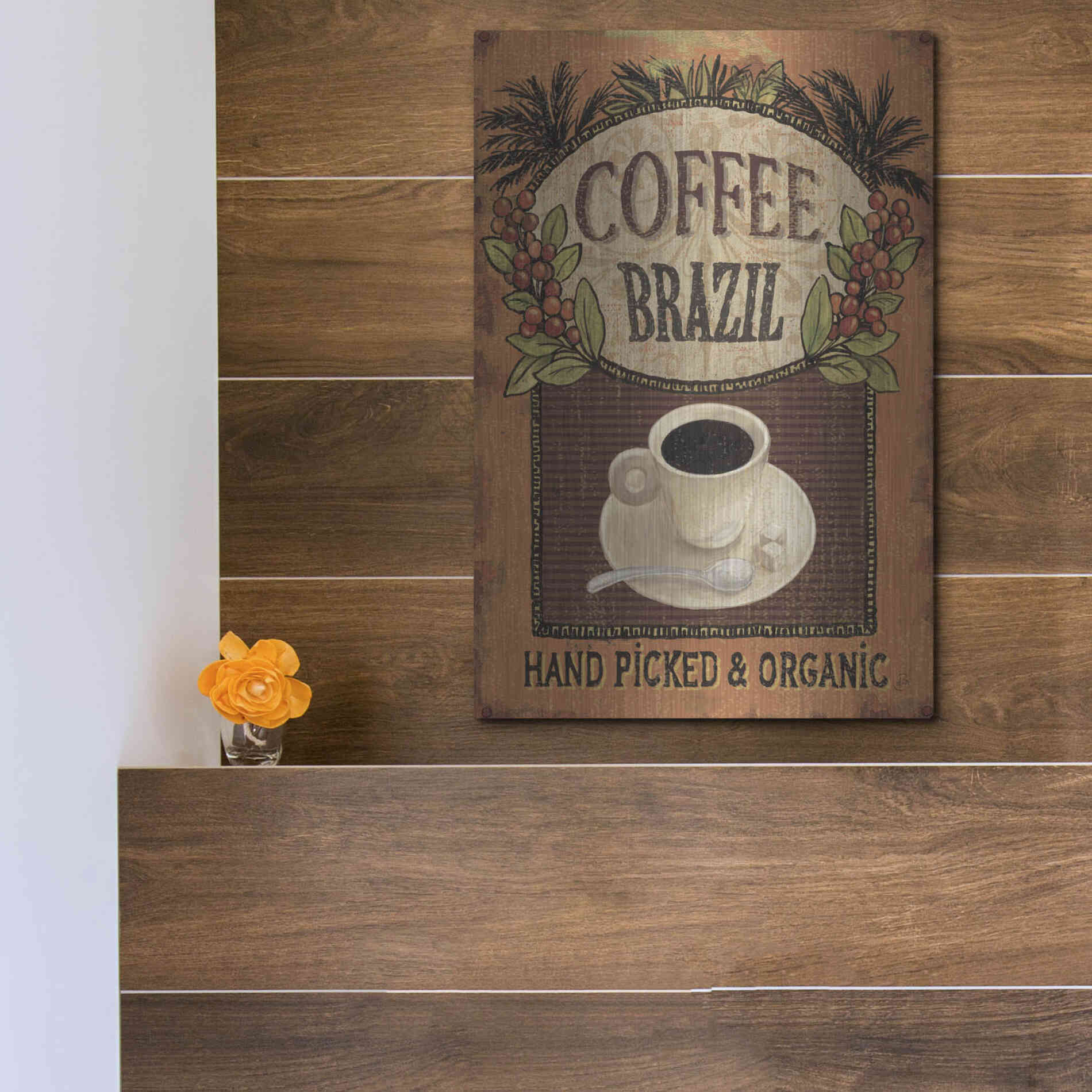 Luxe Metal Art 'Coffee Blend IV' by Daphne Brissonet, Metal Wall Art,12x16