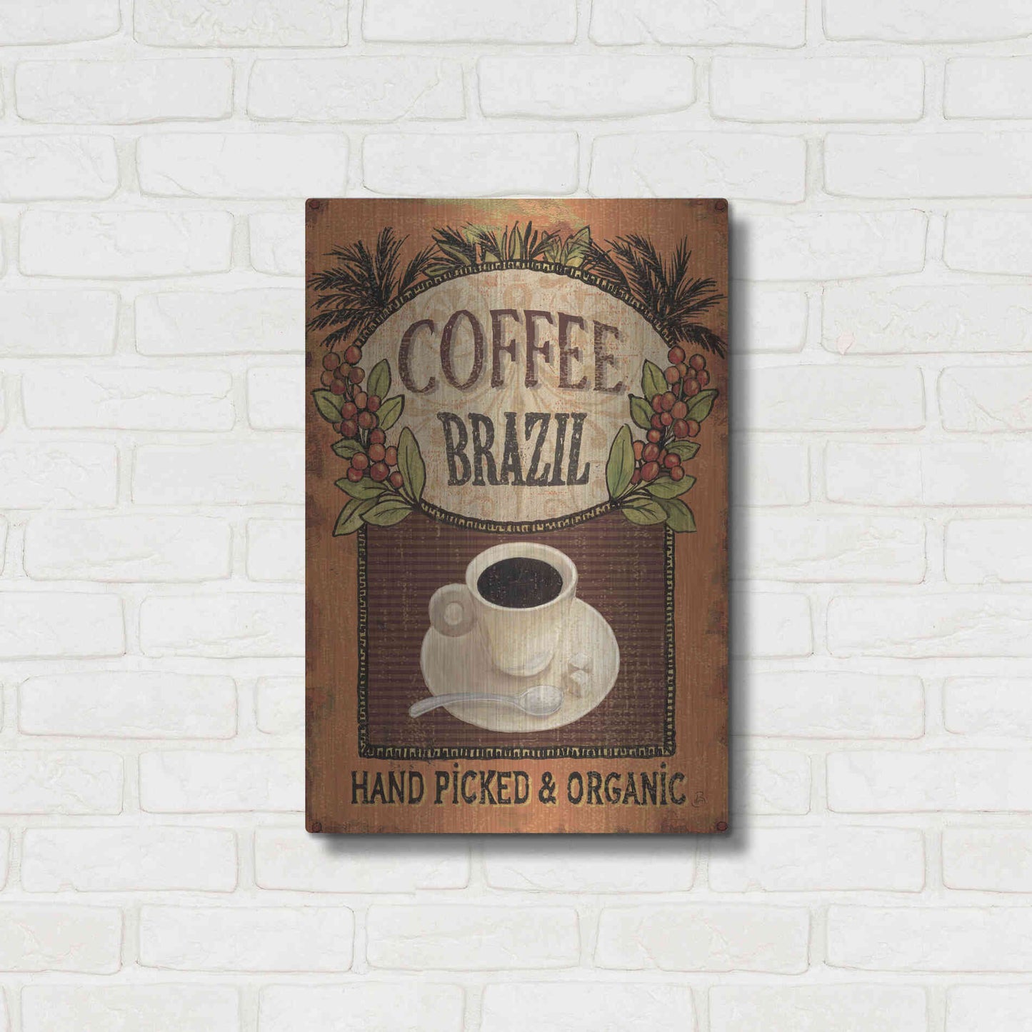 Luxe Metal Art 'Coffee Blend IV' by Daphne Brissonet, Metal Wall Art,16x24