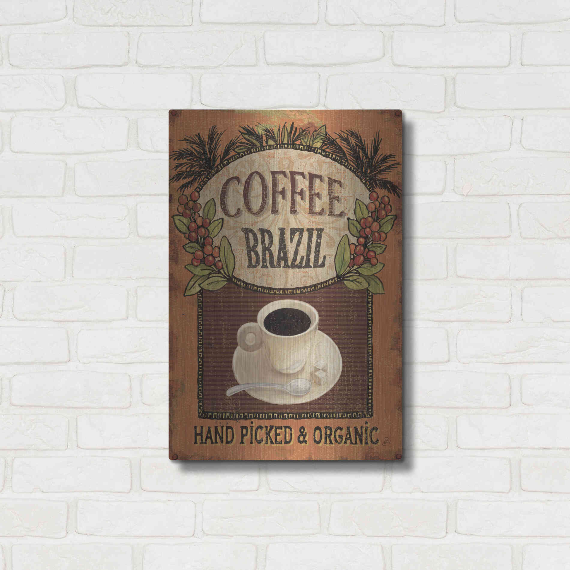 Luxe Metal Art 'Coffee Blend IV' by Daphne Brissonet, Metal Wall Art,16x24
