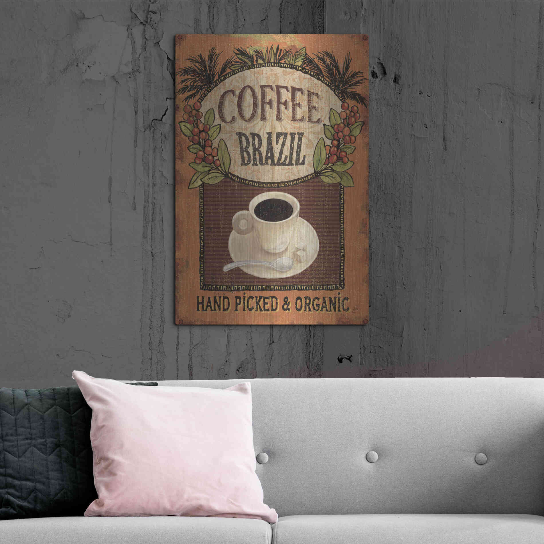 Luxe Metal Art 'Coffee Blend IV' by Daphne Brissonet, Metal Wall Art,24x36