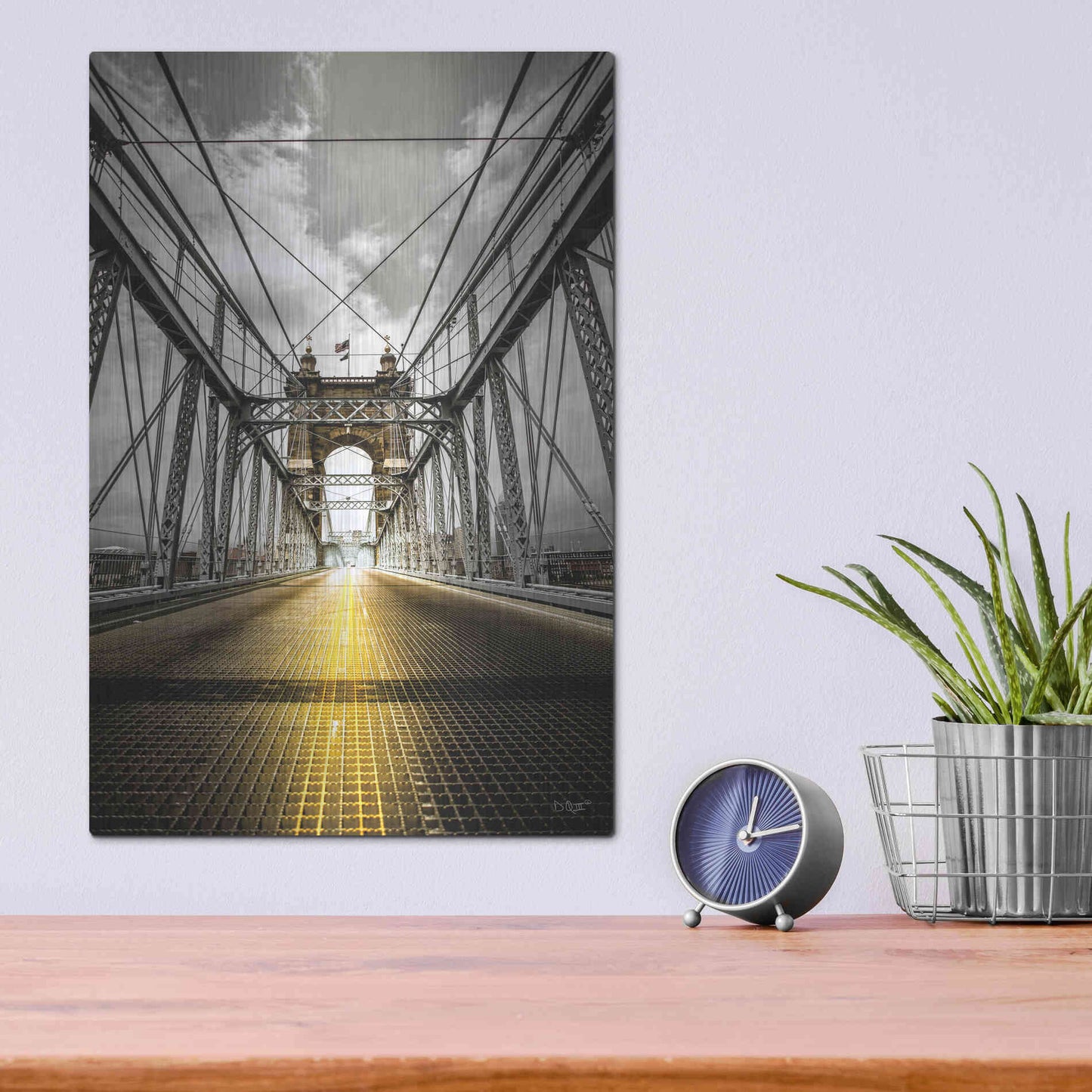 Luxe Metal Art 'Bridge Aglow' by Donnie Quillen Metal Wall Art,12x16