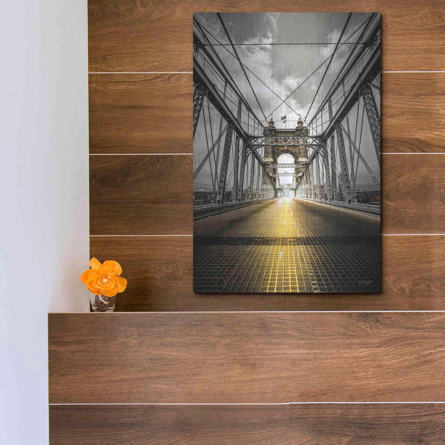 Luxe Metal Art 'Bridge Aglow' by Donnie Quillen Metal Wall Art,12x16