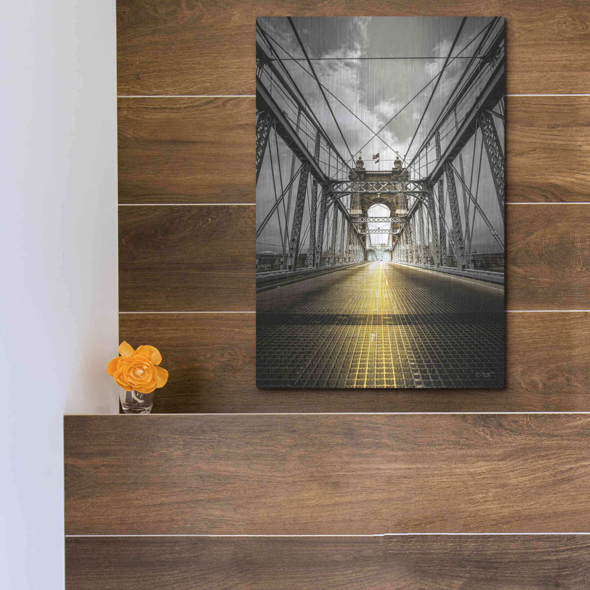 Luxe Metal Art 'Bridge Aglow' by Donnie Quillen Metal Wall Art,12x16