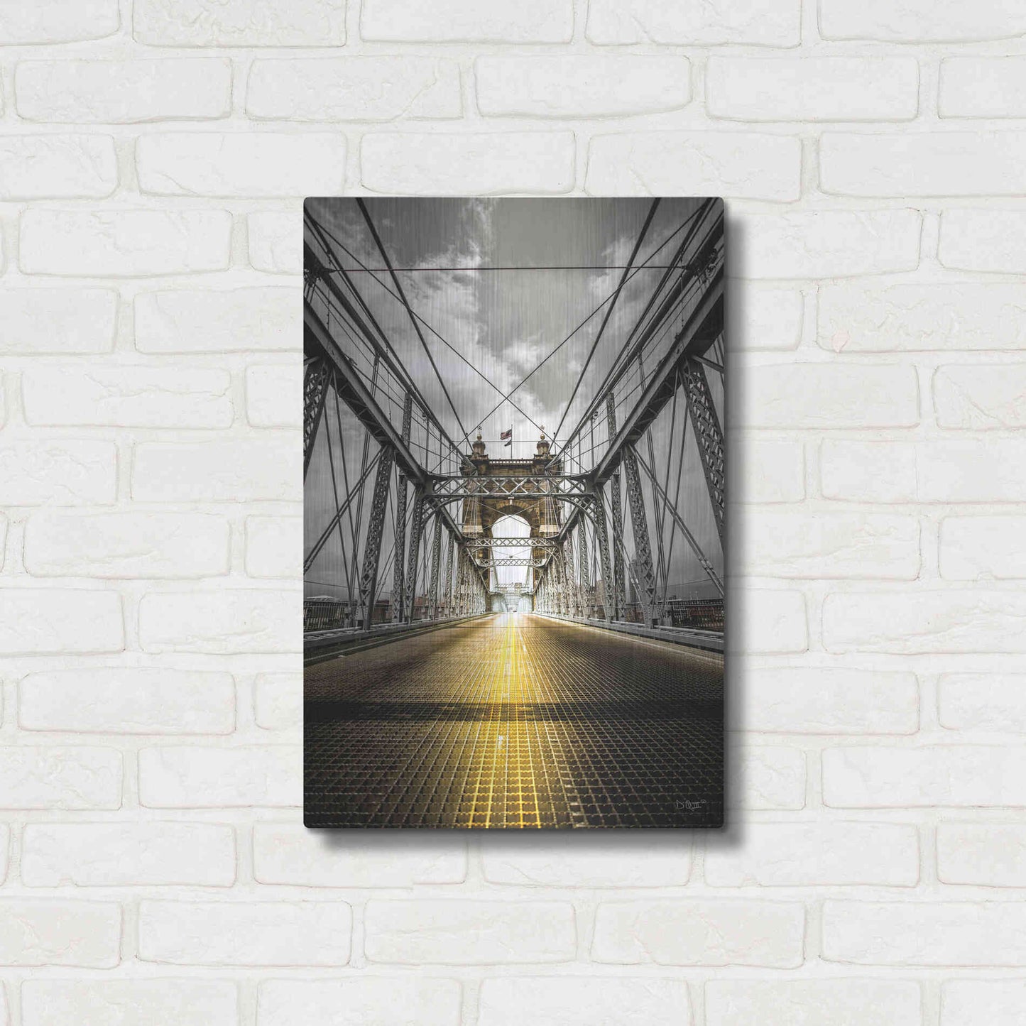 Luxe Metal Art 'Bridge Aglow' by Donnie Quillen Metal Wall Art,16x24