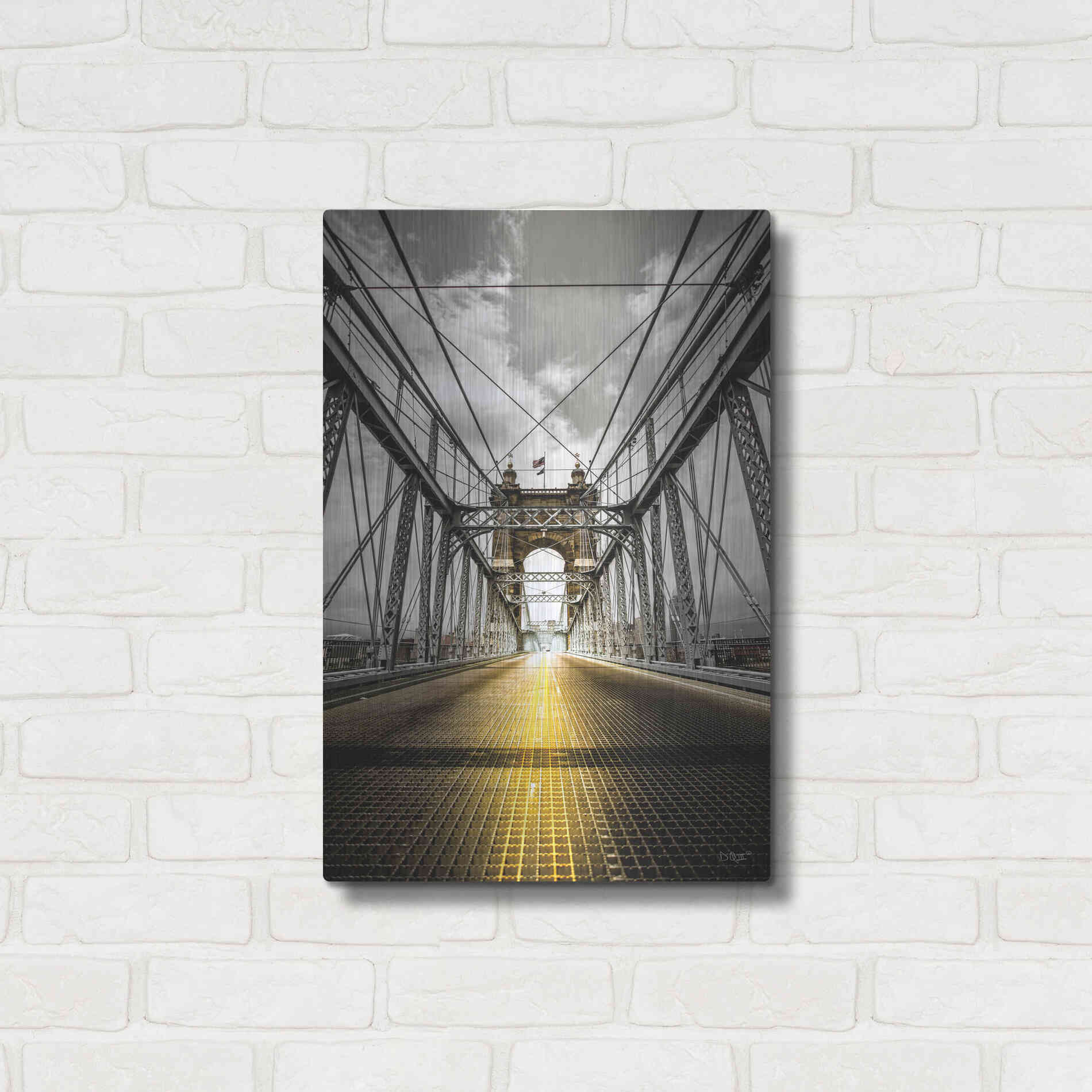 Luxe Metal Art 'Bridge Aglow' by Donnie Quillen Metal Wall Art,16x24