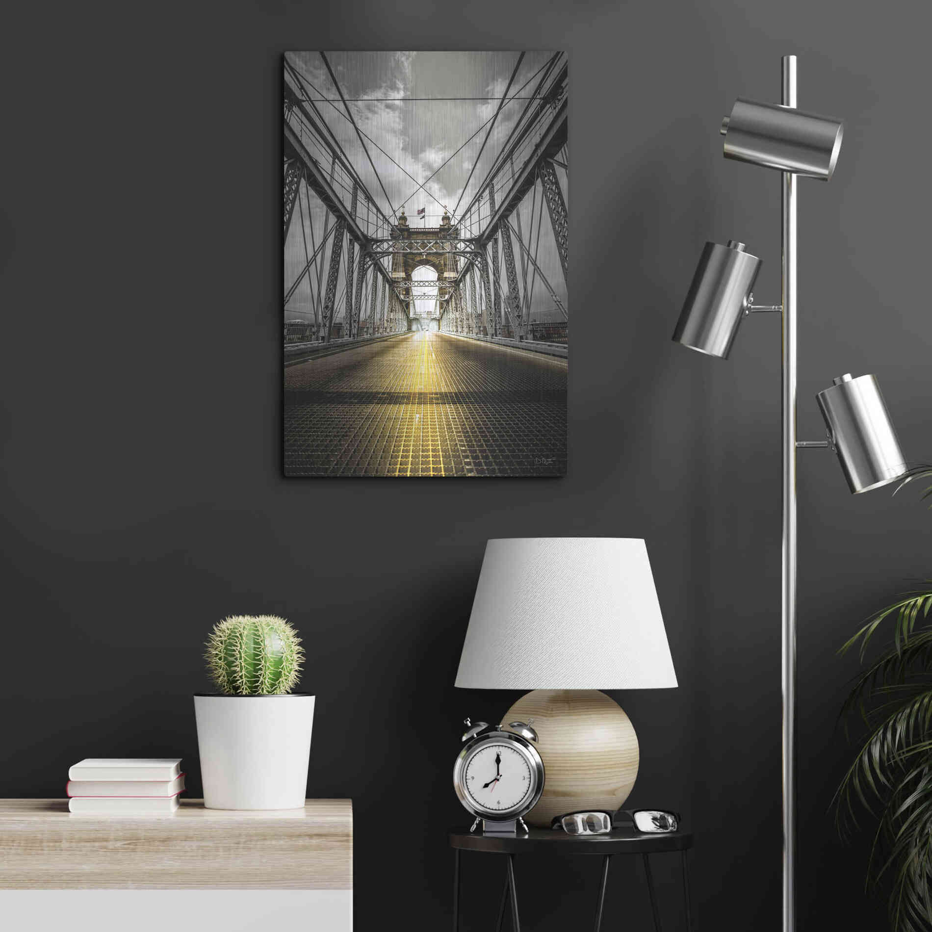 Luxe Metal Art 'Bridge Aglow' by Donnie Quillen Metal Wall Art,16x24