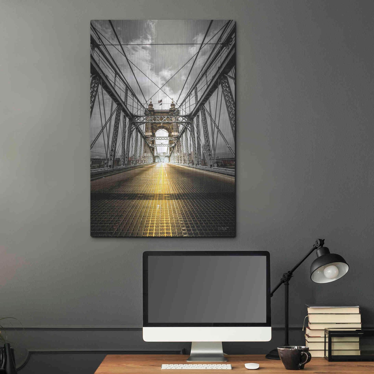 Luxe Metal Art 'Bridge Aglow' by Donnie Quillen Metal Wall Art,24x36