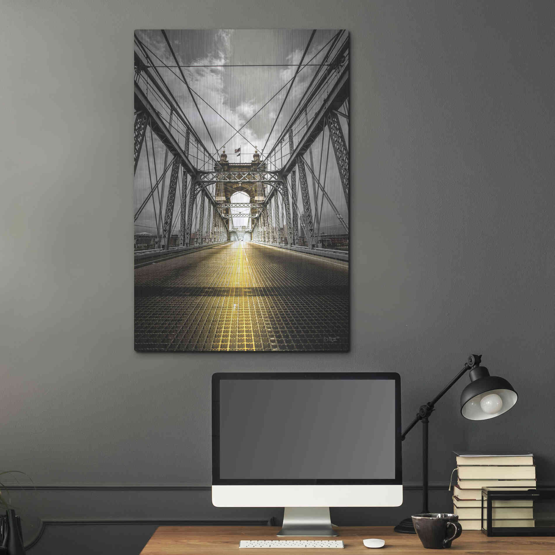 Luxe Metal Art 'Bridge Aglow' by Donnie Quillen Metal Wall Art,24x36