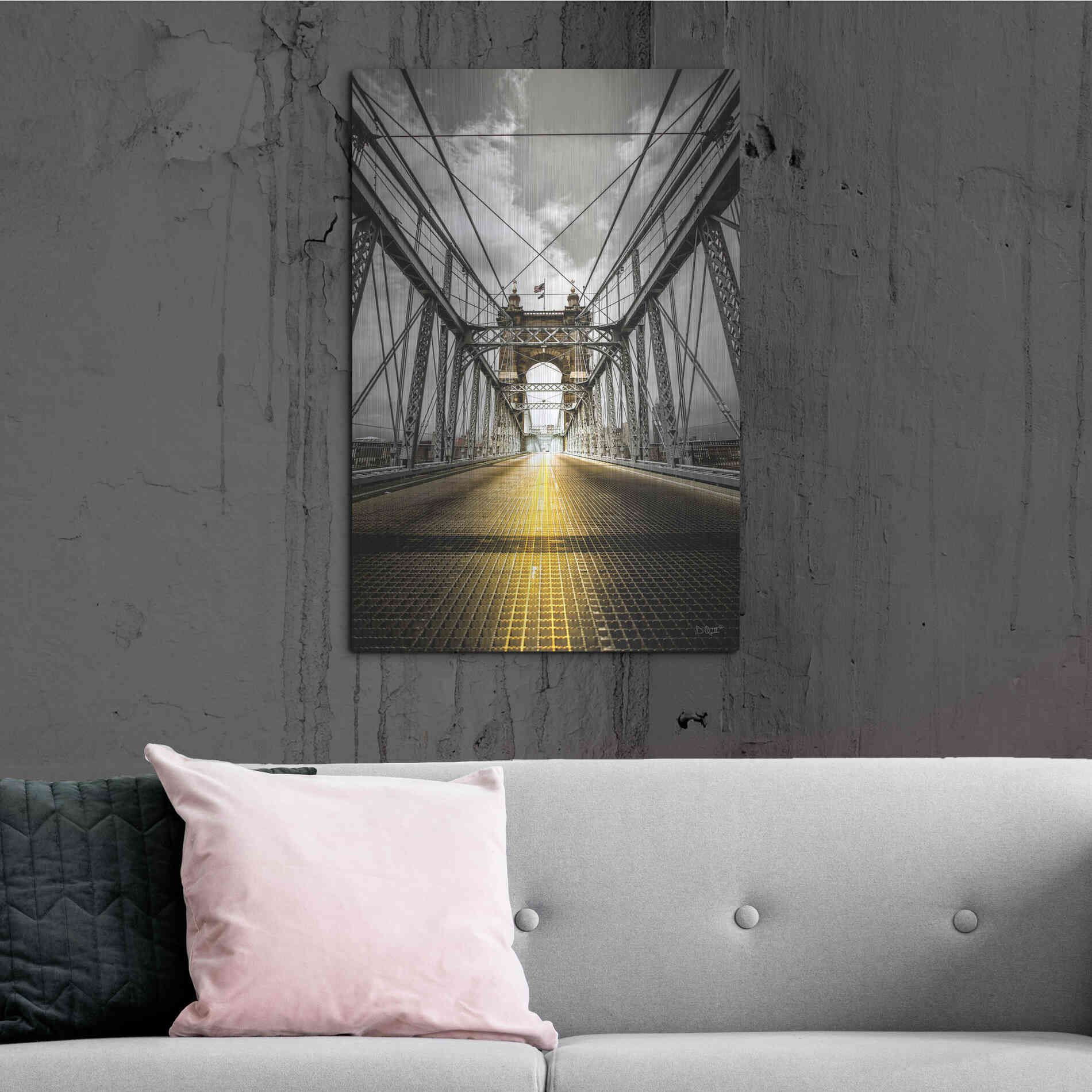Luxe Metal Art 'Bridge Aglow' by Donnie Quillen Metal Wall Art,24x36