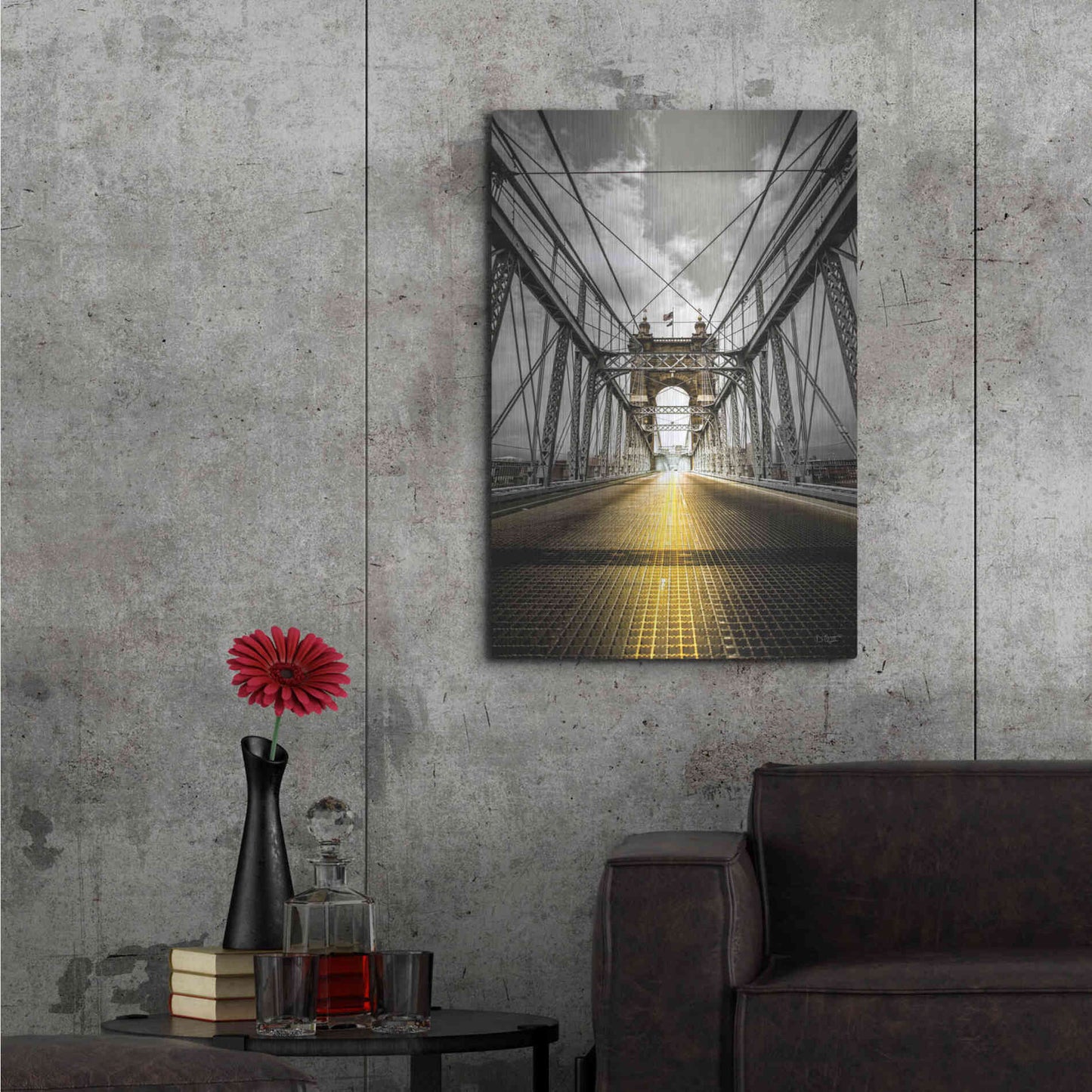 Luxe Metal Art 'Bridge Aglow' by Donnie Quillen Metal Wall Art,24x36