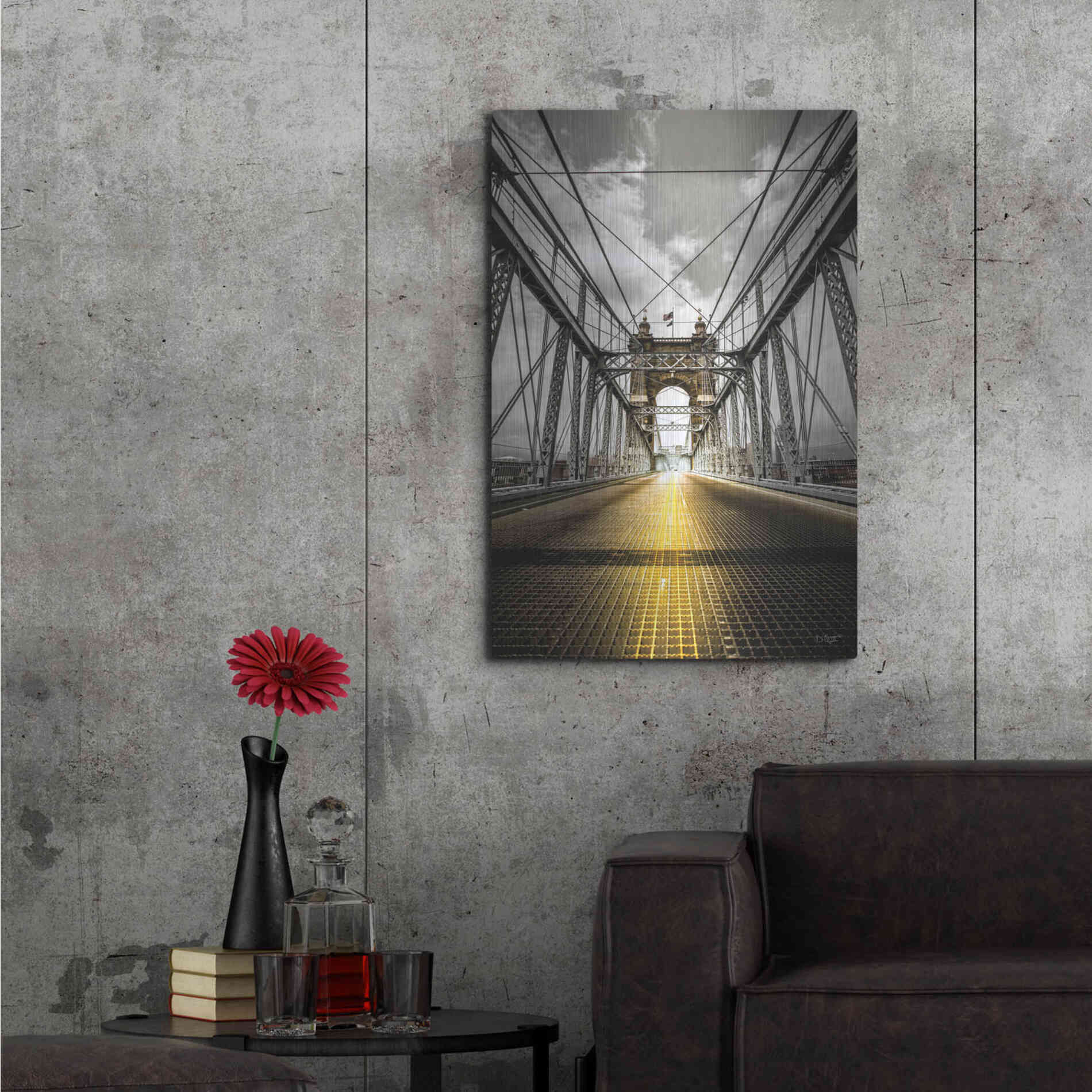 Luxe Metal Art 'Bridge Aglow' by Donnie Quillen Metal Wall Art,24x36