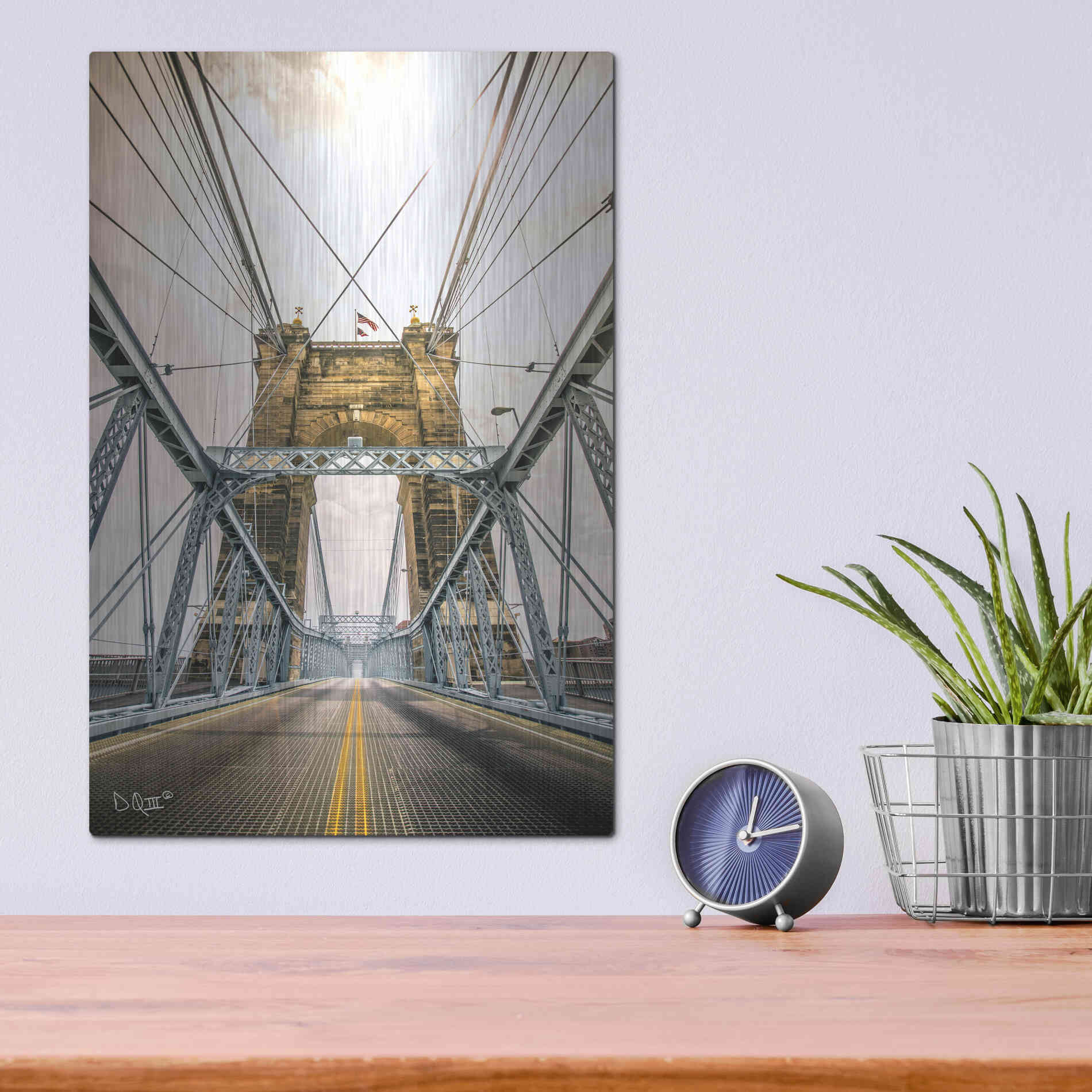 Luxe Metal Art 'Bridge to Ohio' by Donnie Quillen Metal Wall Art,12x16