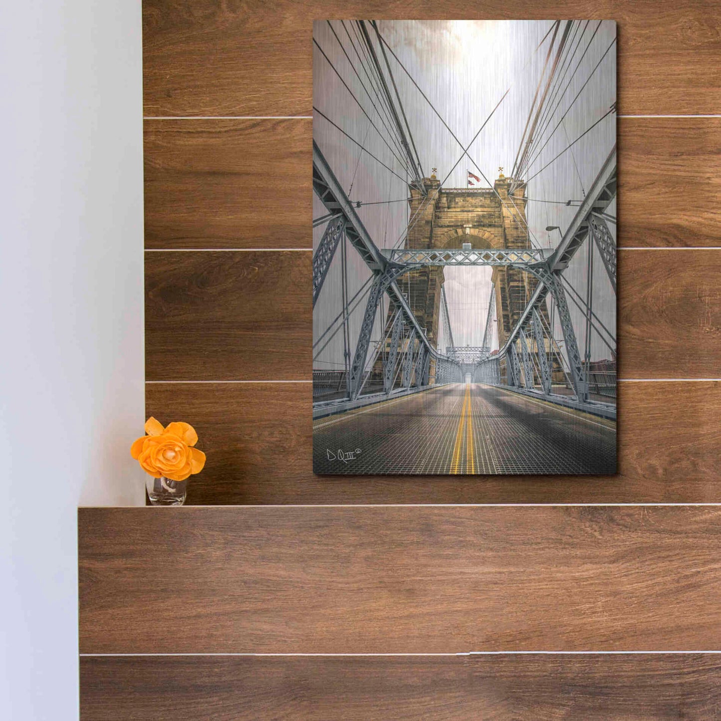 Luxe Metal Art 'Bridge to Ohio' by Donnie Quillen Metal Wall Art,12x16