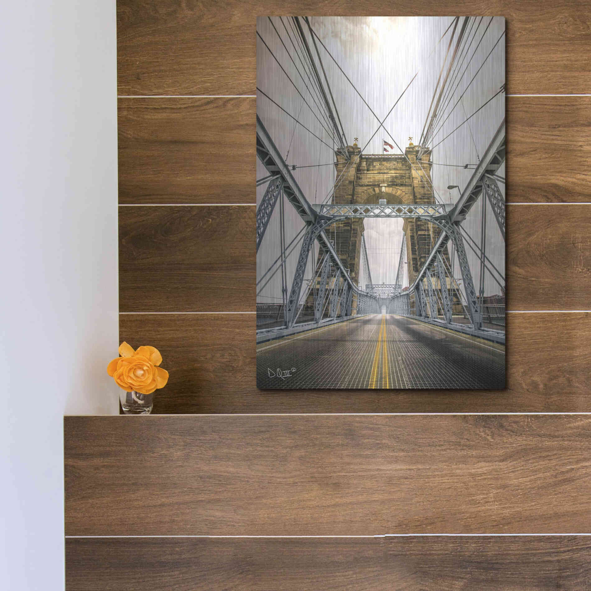 Luxe Metal Art 'Bridge to Ohio' by Donnie Quillen Metal Wall Art,12x16