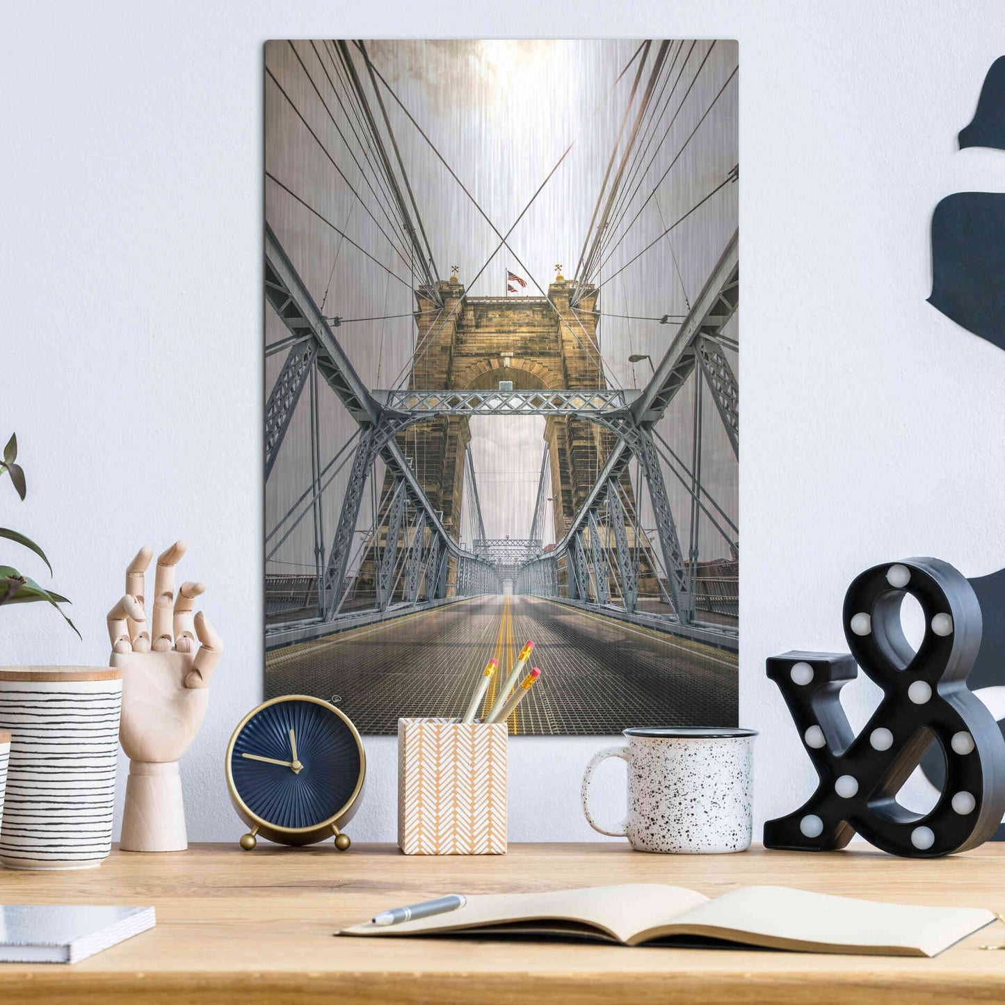Luxe Metal Art 'Bridge to Ohio' by Donnie Quillen Metal Wall Art,12x16