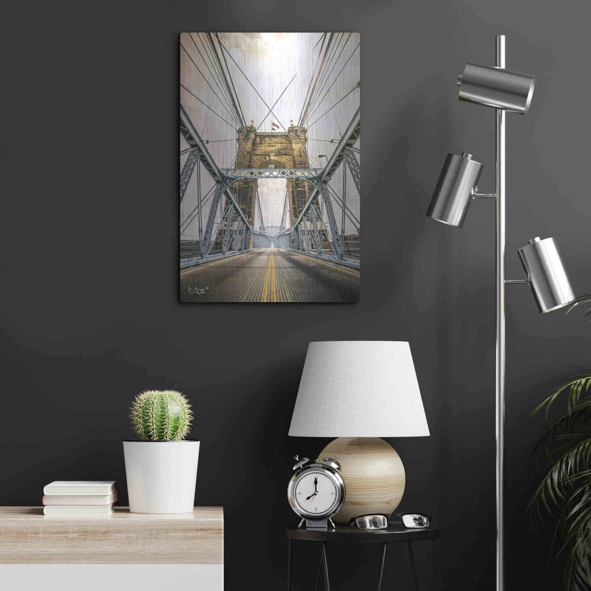 Luxe Metal Art 'Bridge to Ohio' by Donnie Quillen Metal Wall Art,16x24